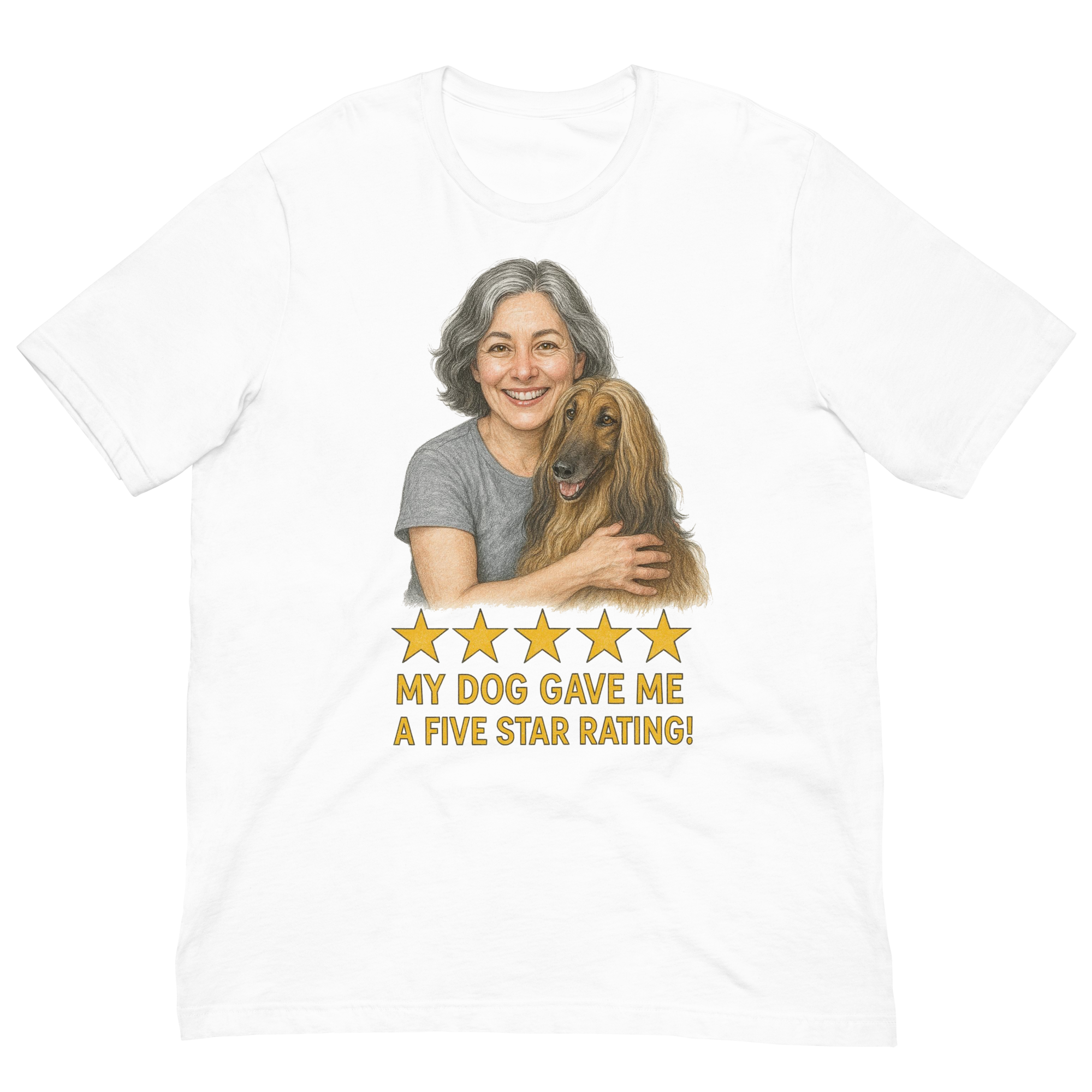 Salt & Pepper Woman with Afghan Hound graphic tee - white