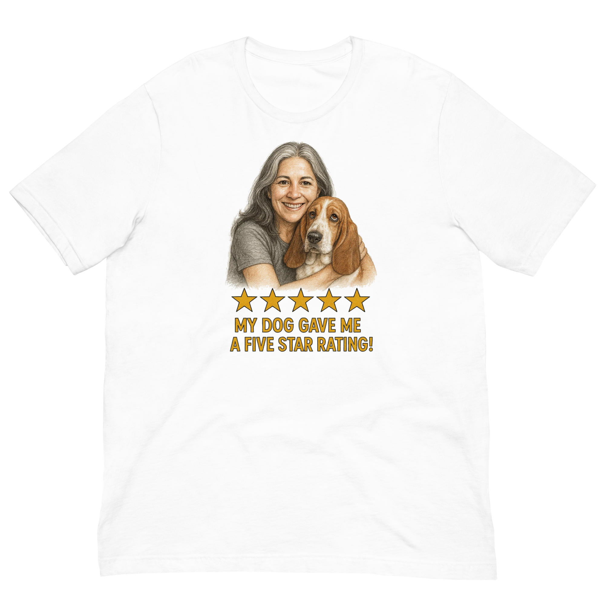 Salt & Pepper Woman with Basset Hound graphic tee - white