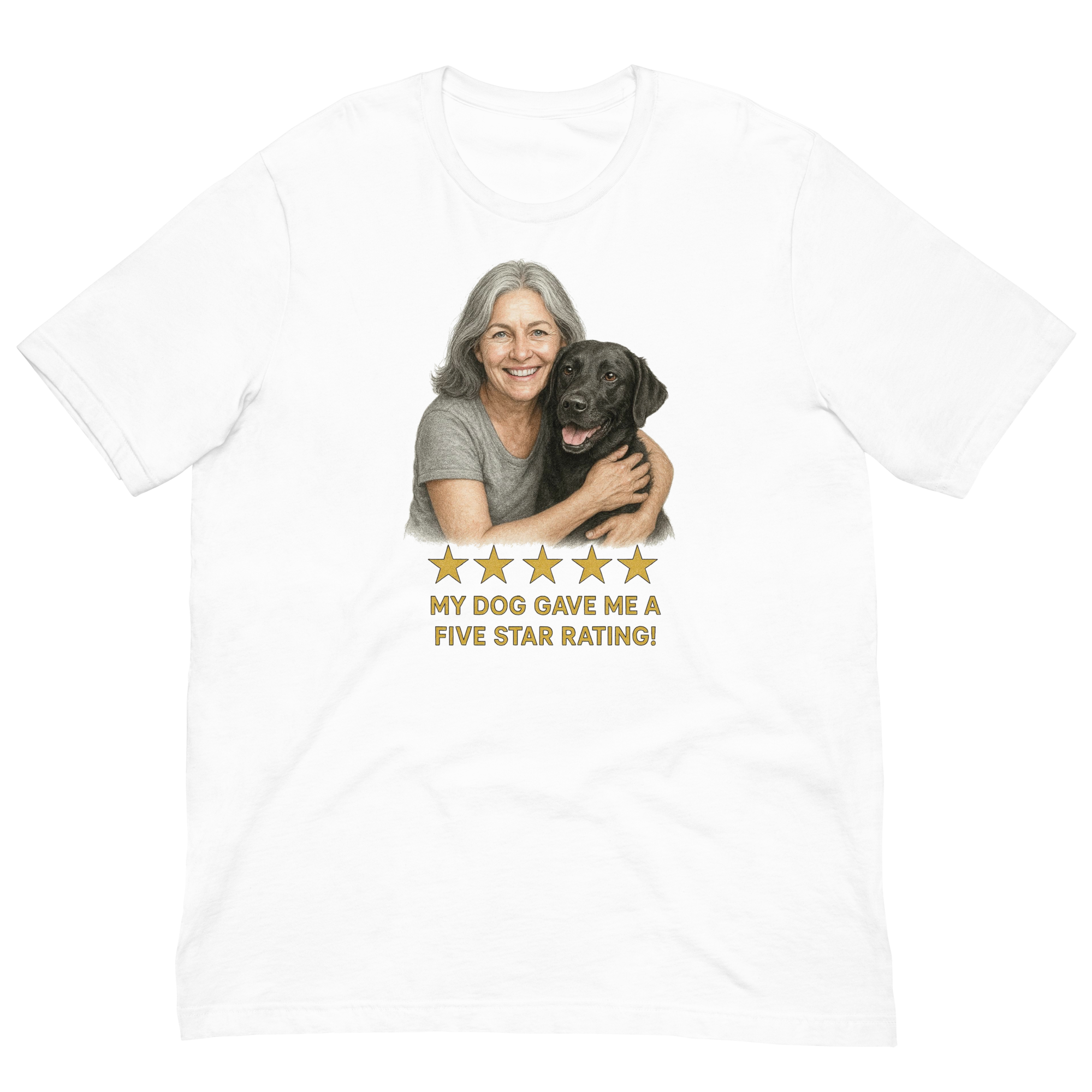 Salt & Pepper Woman with Black Labrador graphic tee - white
