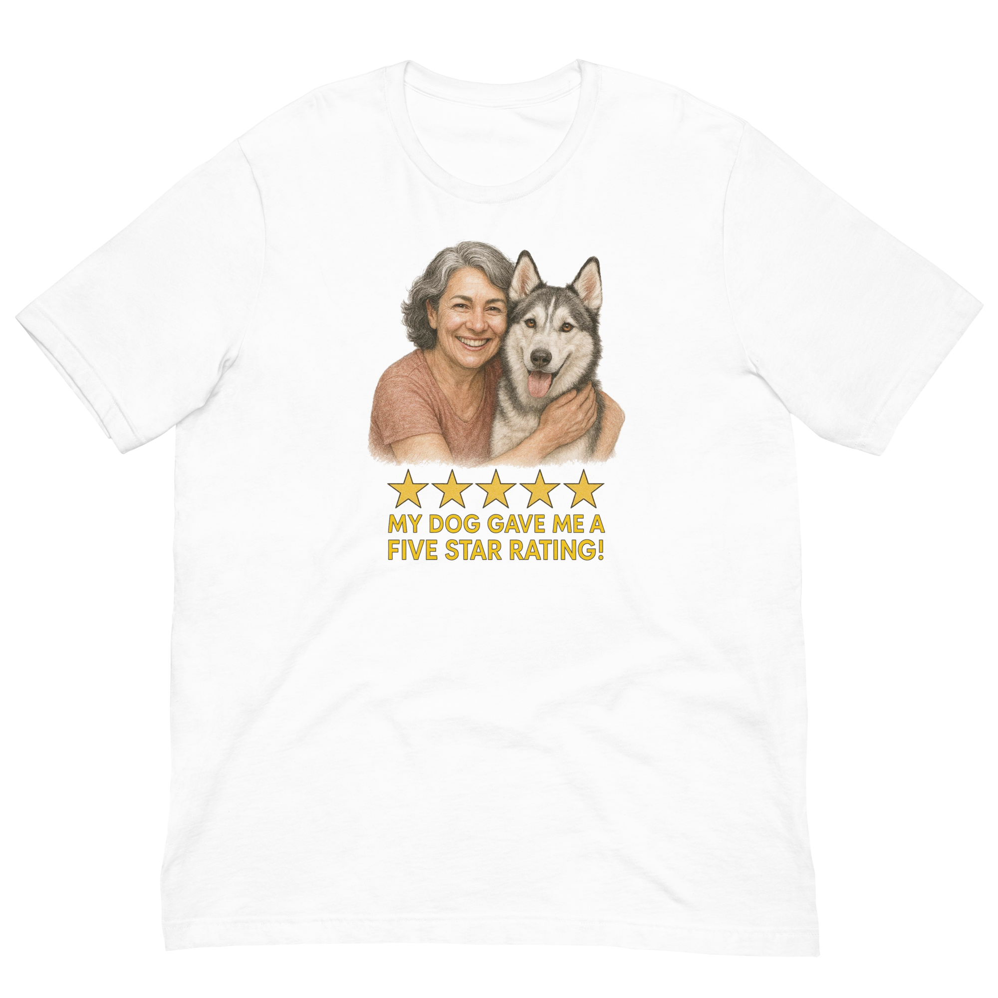 Salt & Pepper Woman with Alaskan Husky graphic tee - white