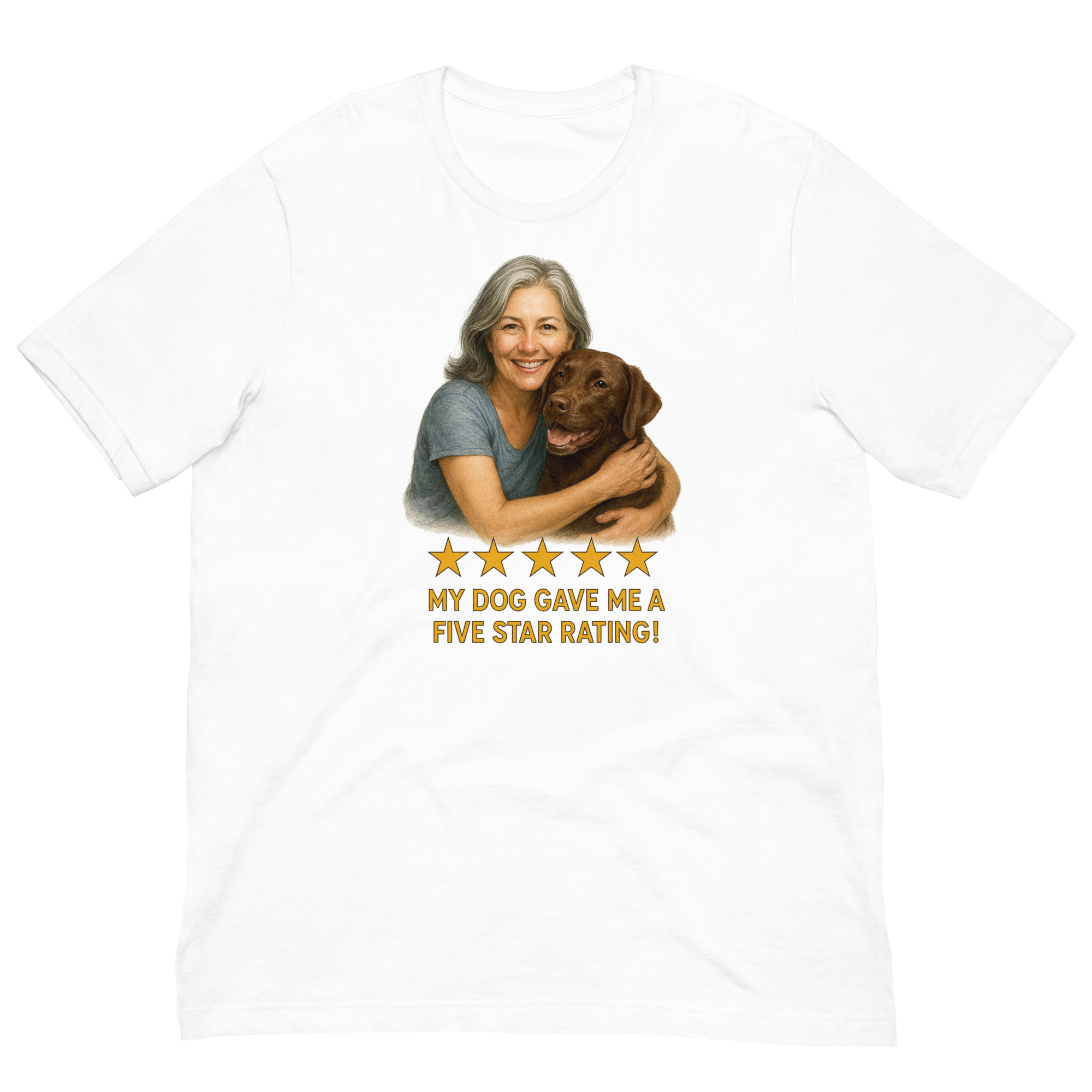 Salt & Pepper Woman with Chocolate Labrador graphic tee - white