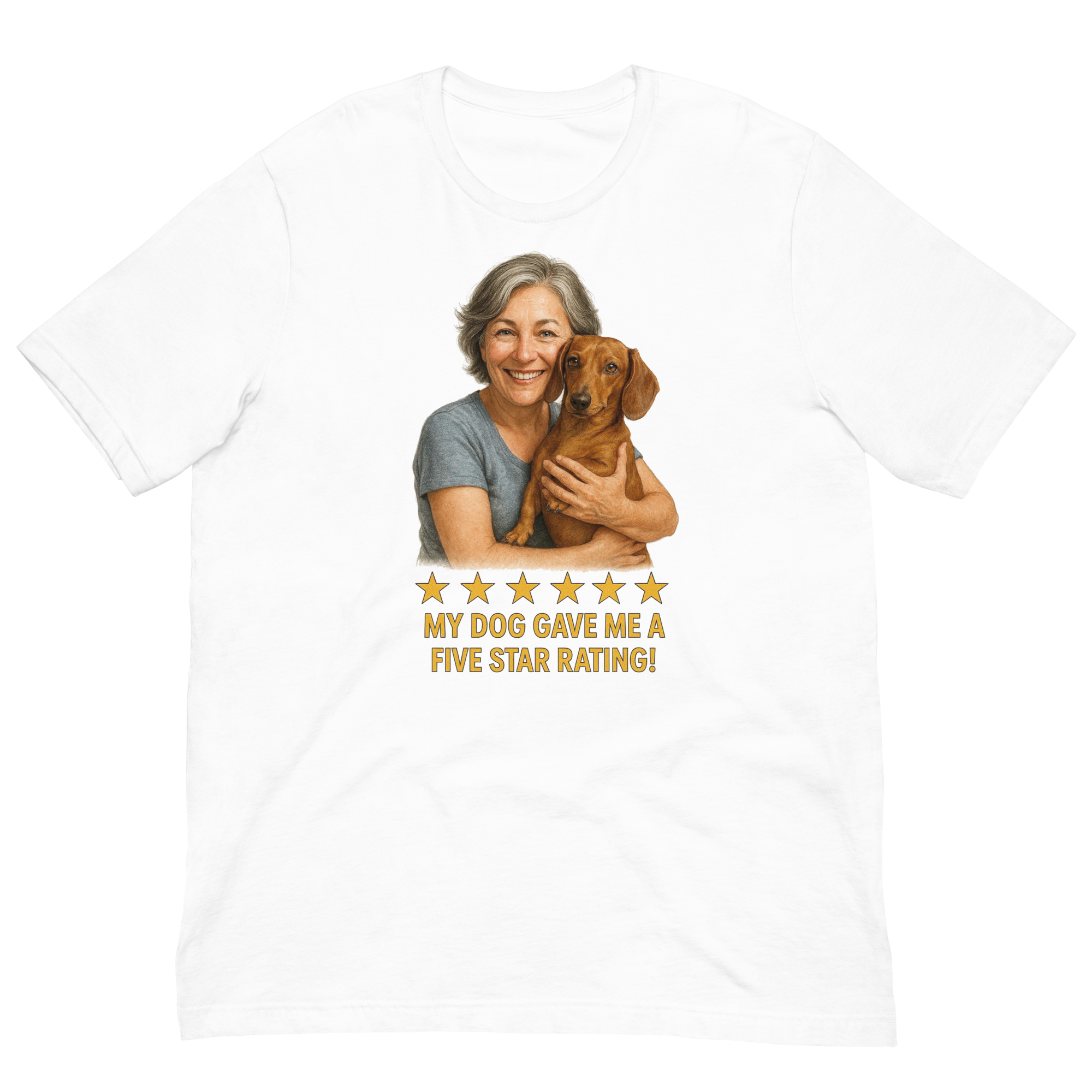 Salt & Pepper Woman with Dachshund graphic tee - white