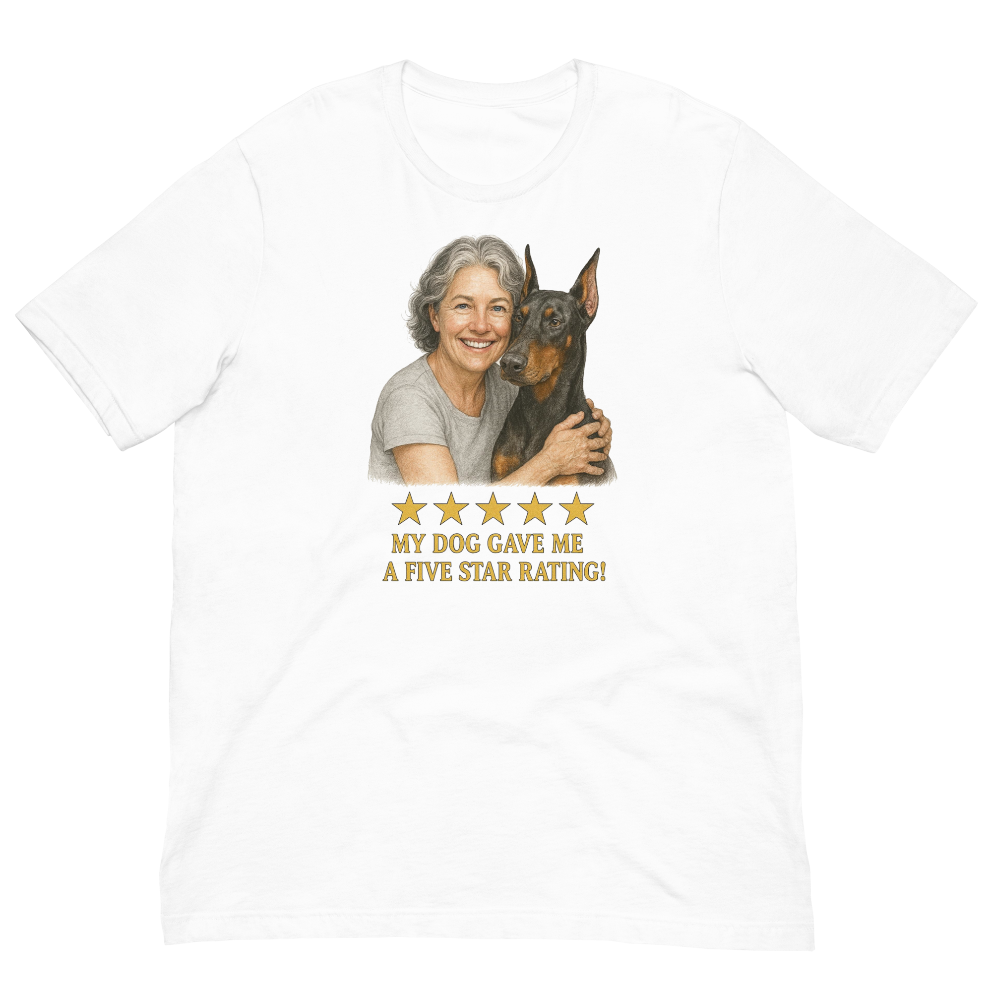 Salt & Pepper Woman with Doberman Pinscher graphic tee - white