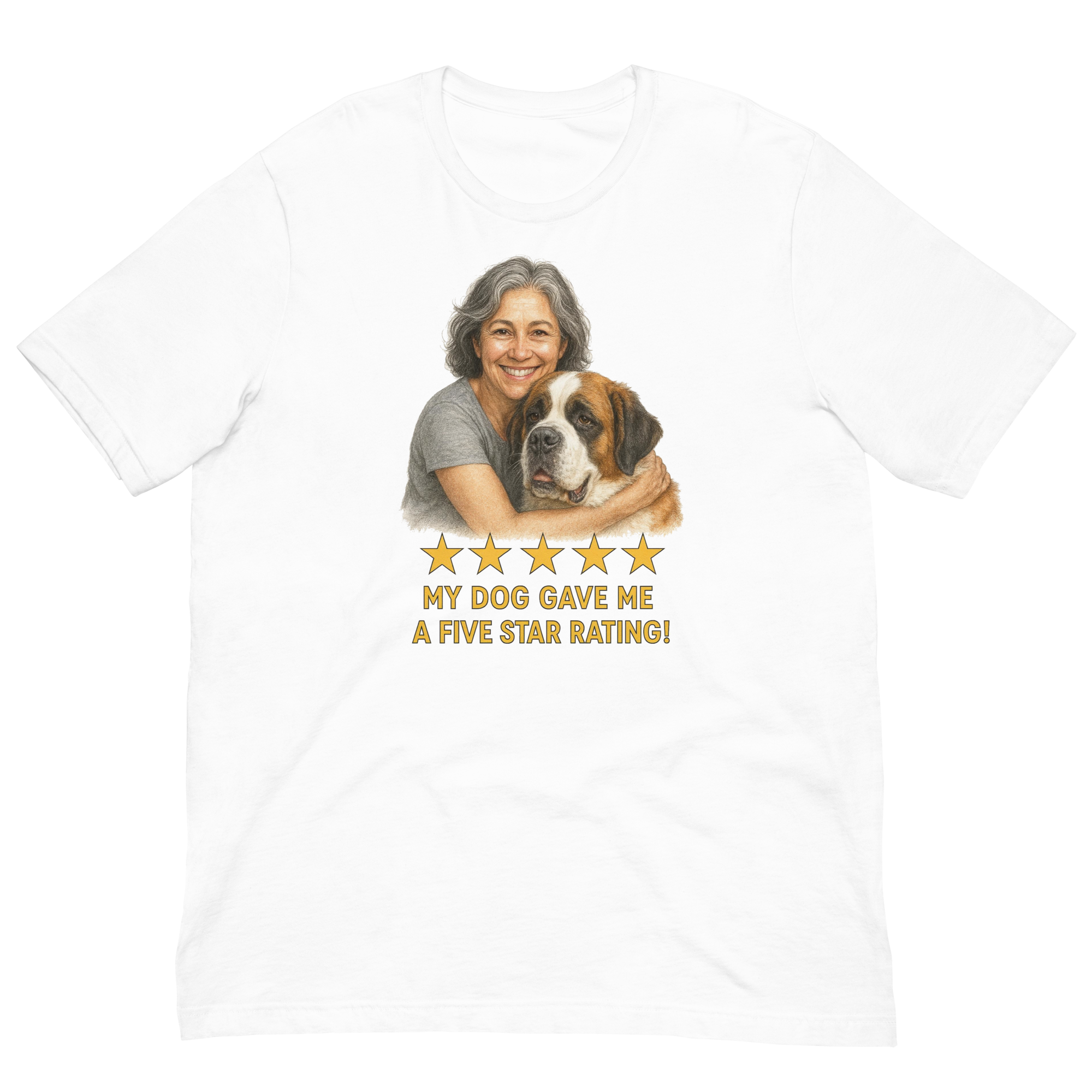 Salt & Pepper Woman with Saint Bernard graphic tee - white