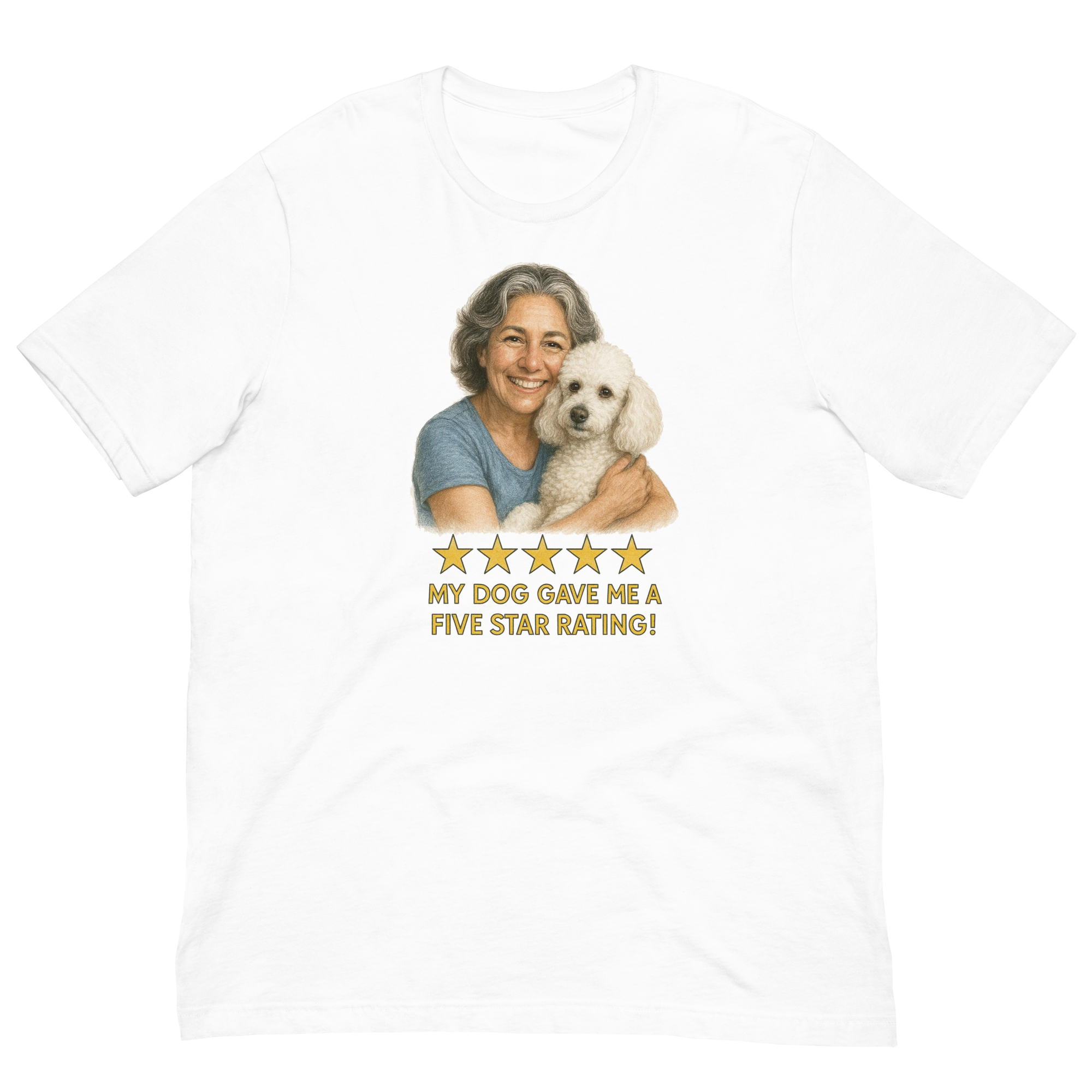 Salt & Pepper Woman with White Poodle graphic tee - white