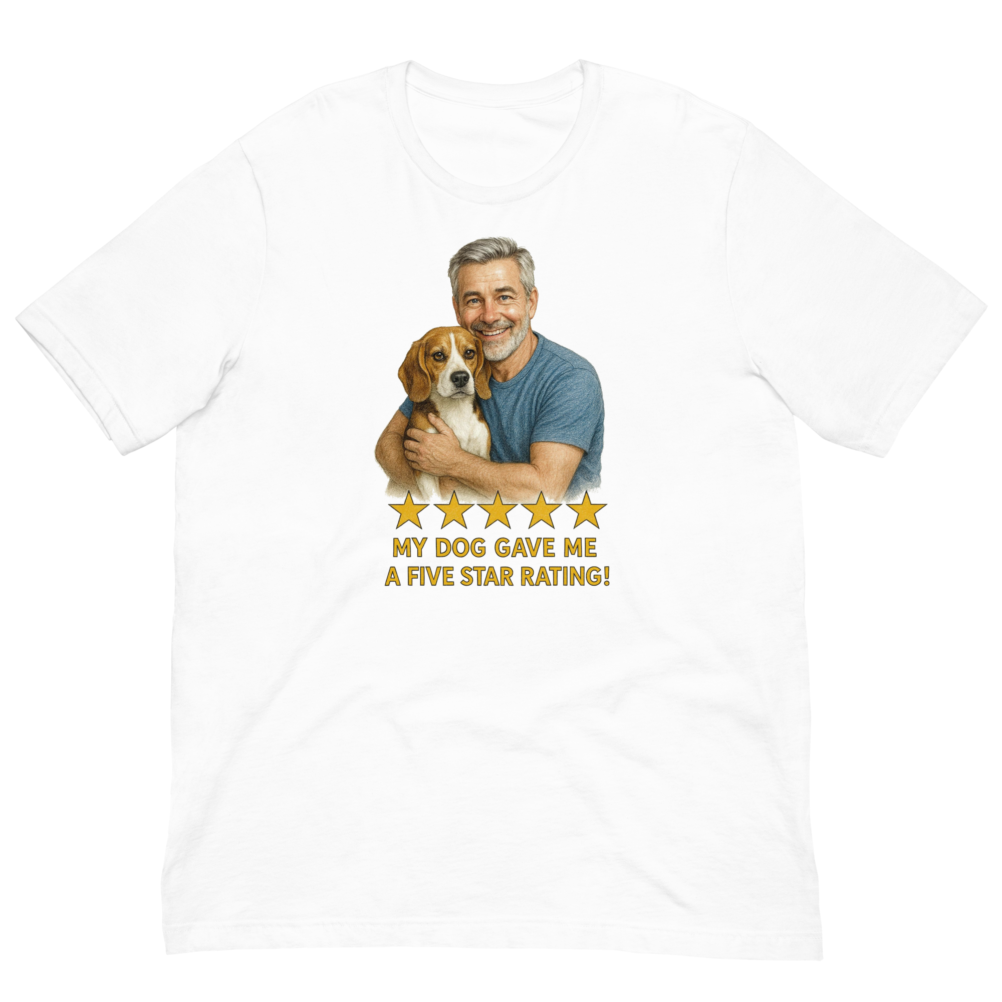 Salt & Pepper Man with Beagle graphic tee.