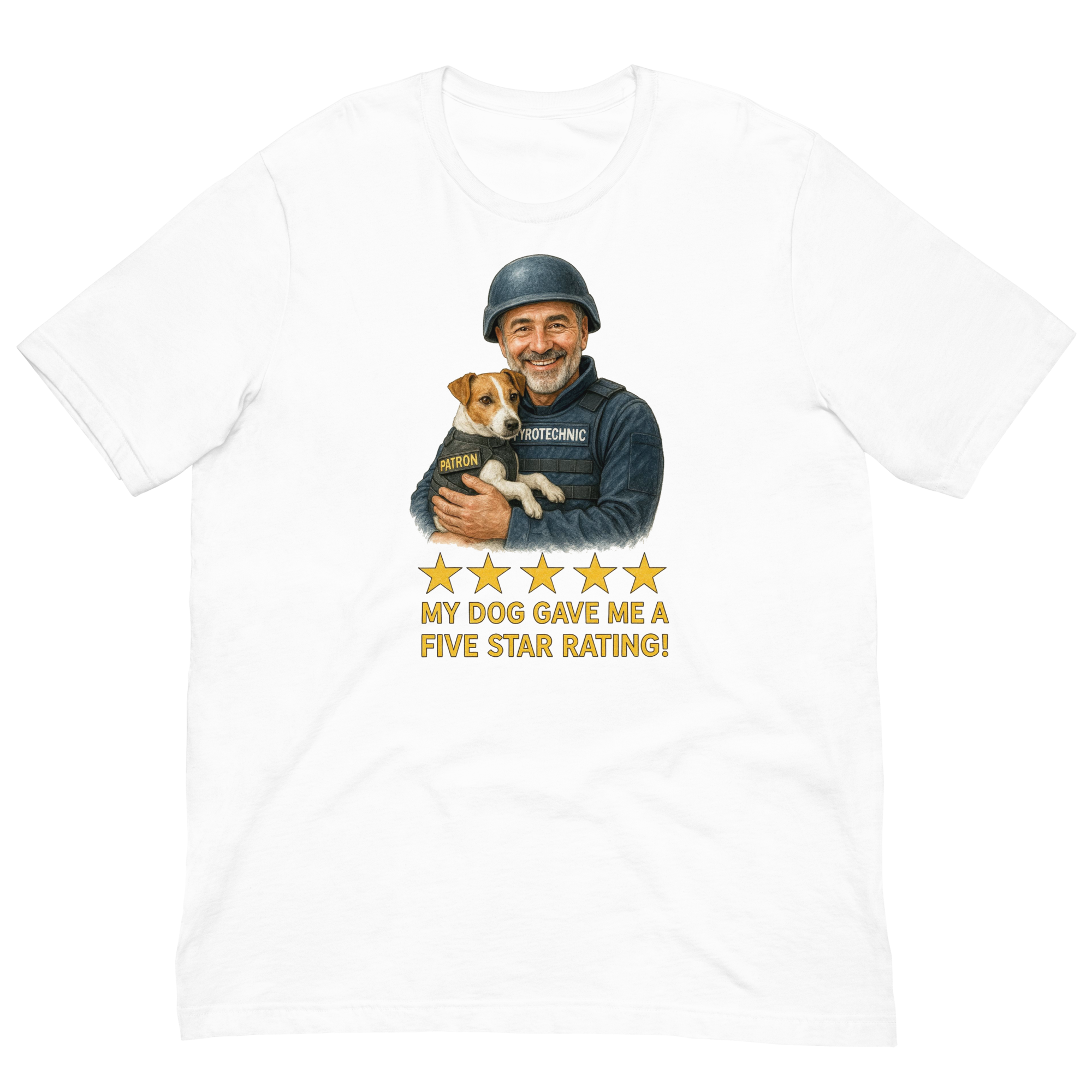 Salt & Pepper Man with Patron graphic tee.