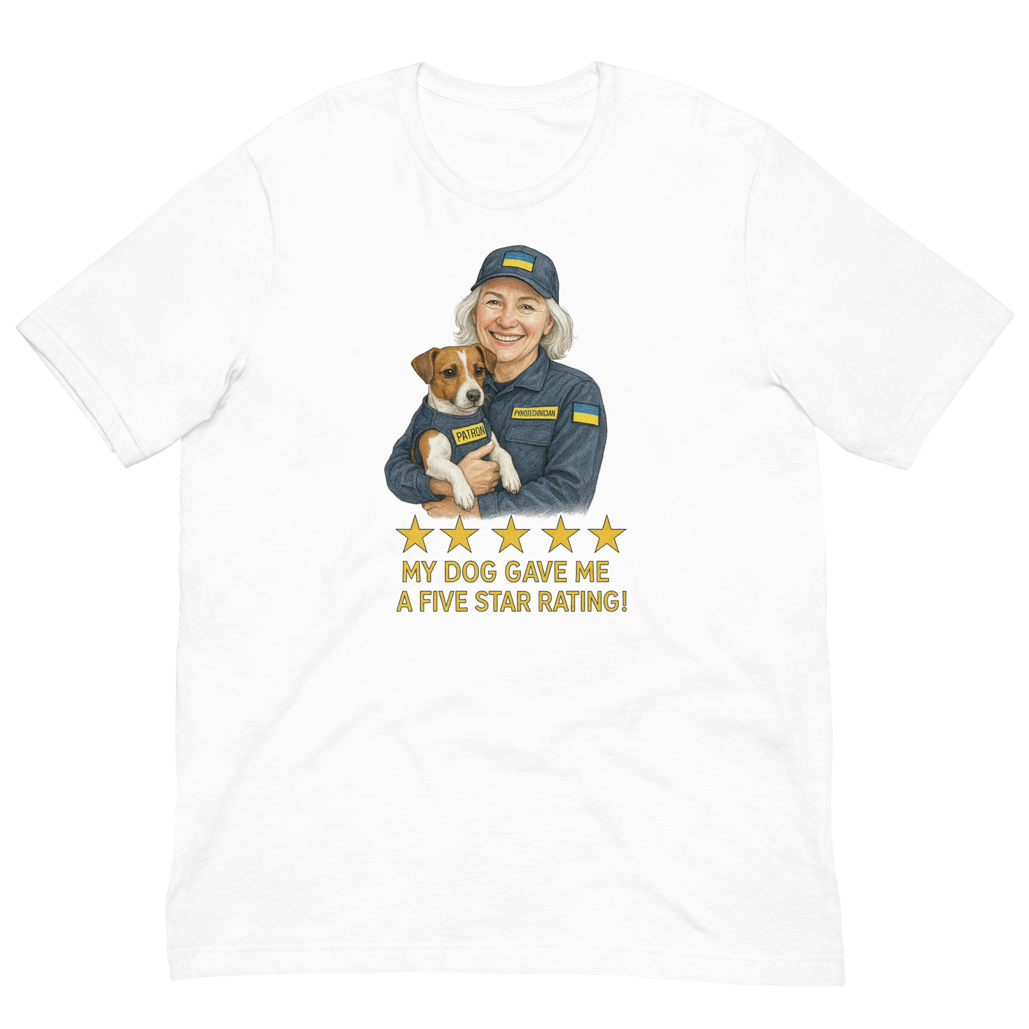 White Hair Woman with Patron graphic tee.