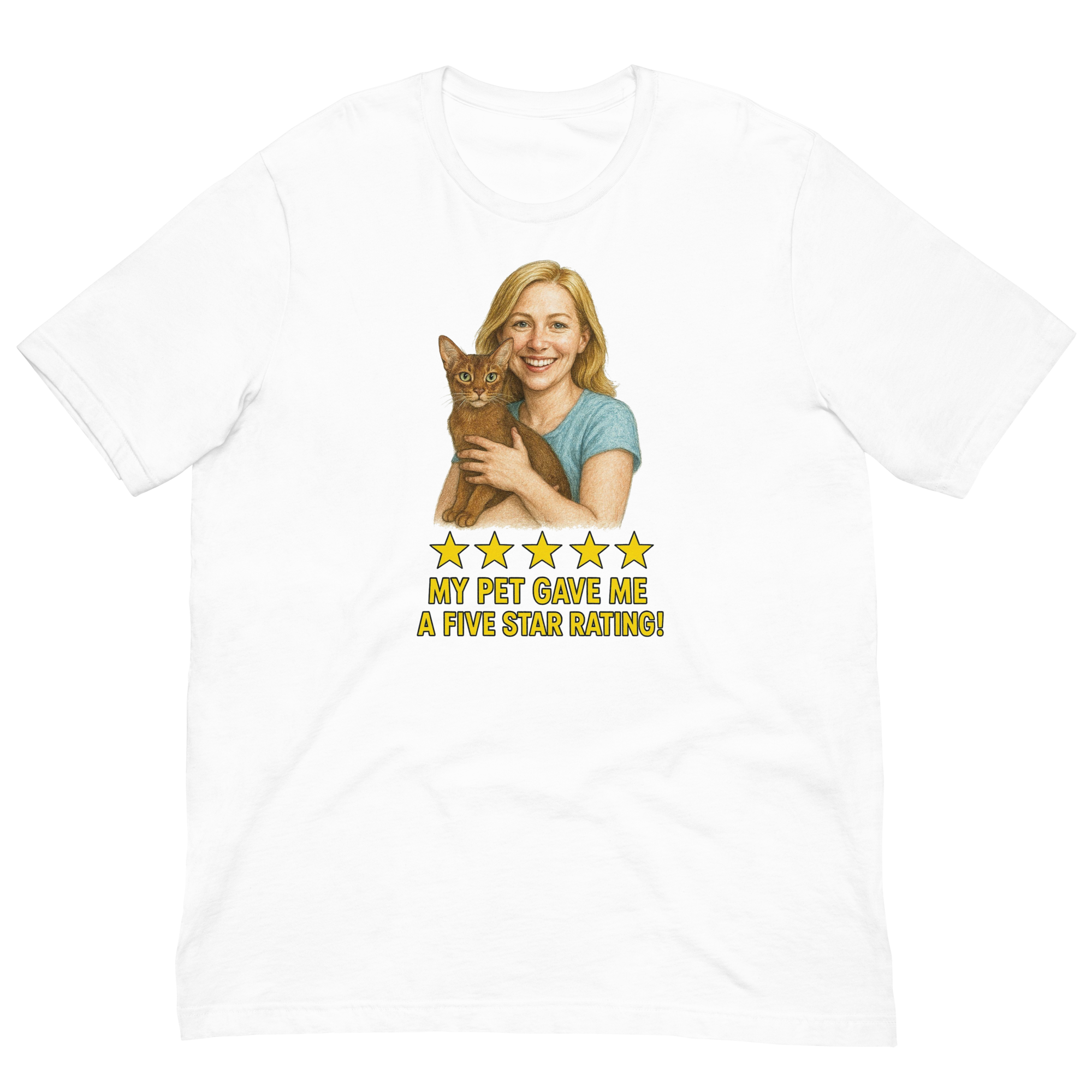 Blonde Woman with Abyssinian Cat