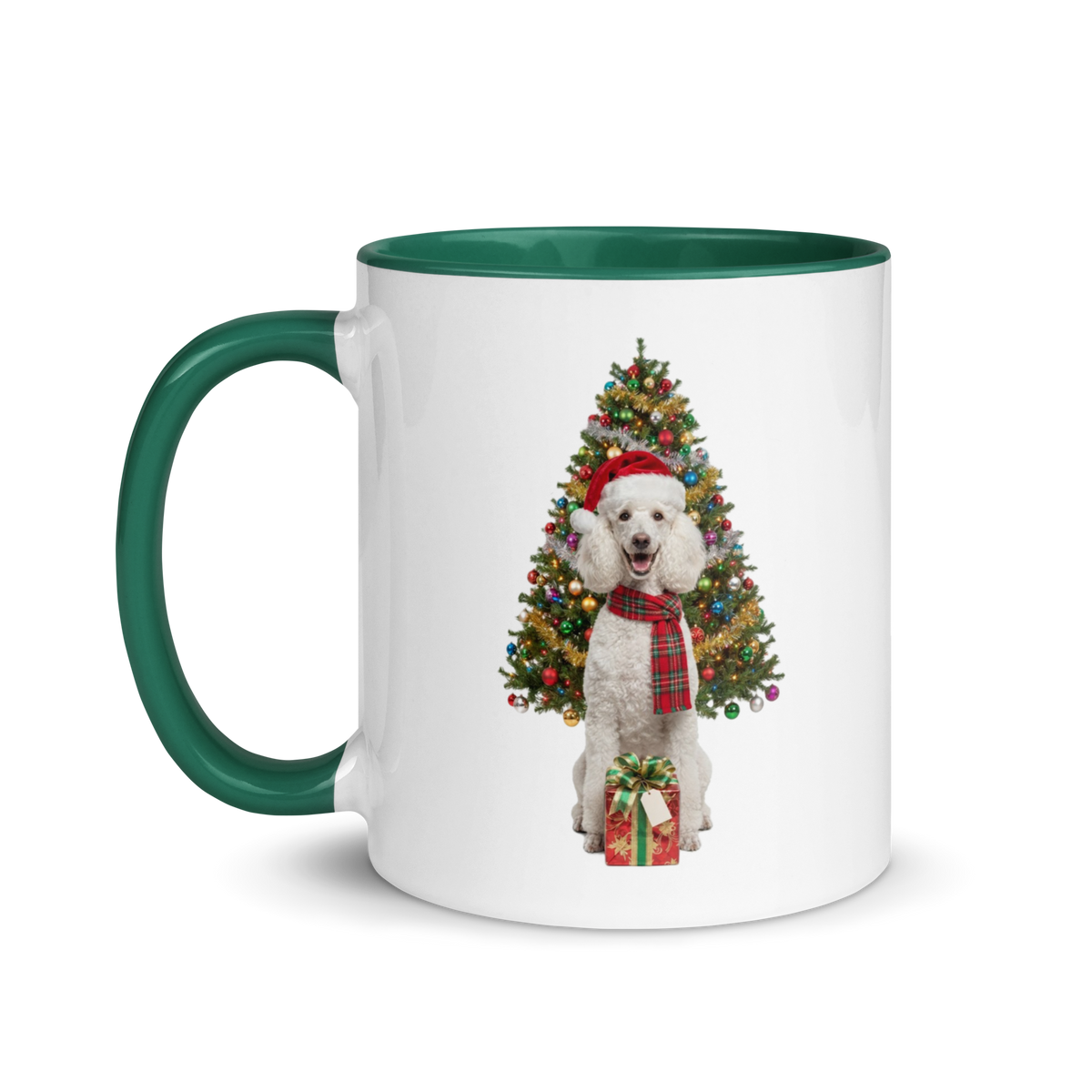 White Poodle Ceramic Christmas Mug