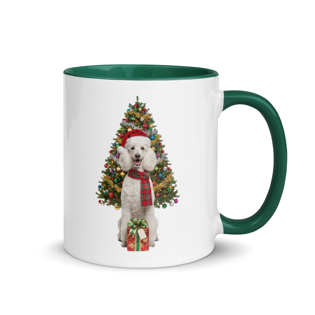 White Poodle Ceramic Christmas Mug