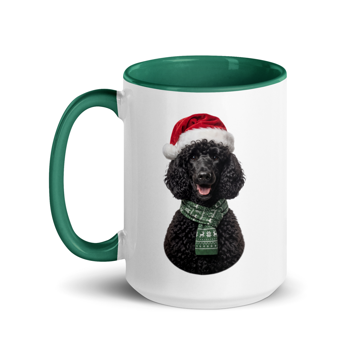 Black Poodle Ceramic Mug with Color Inside