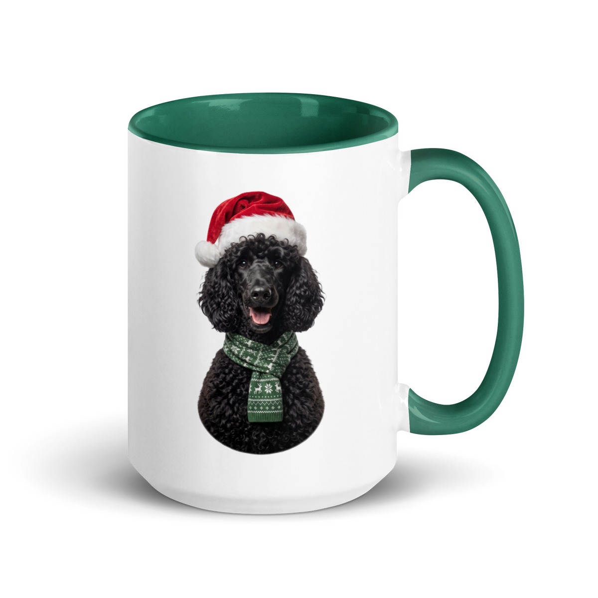 Black Poodle Ceramic Mug with Color Inside