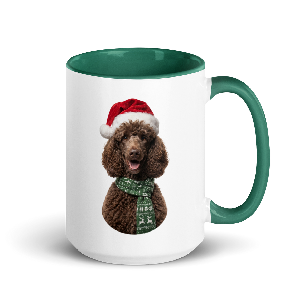 Brown Poodle Ceramic Mug with Color Inside