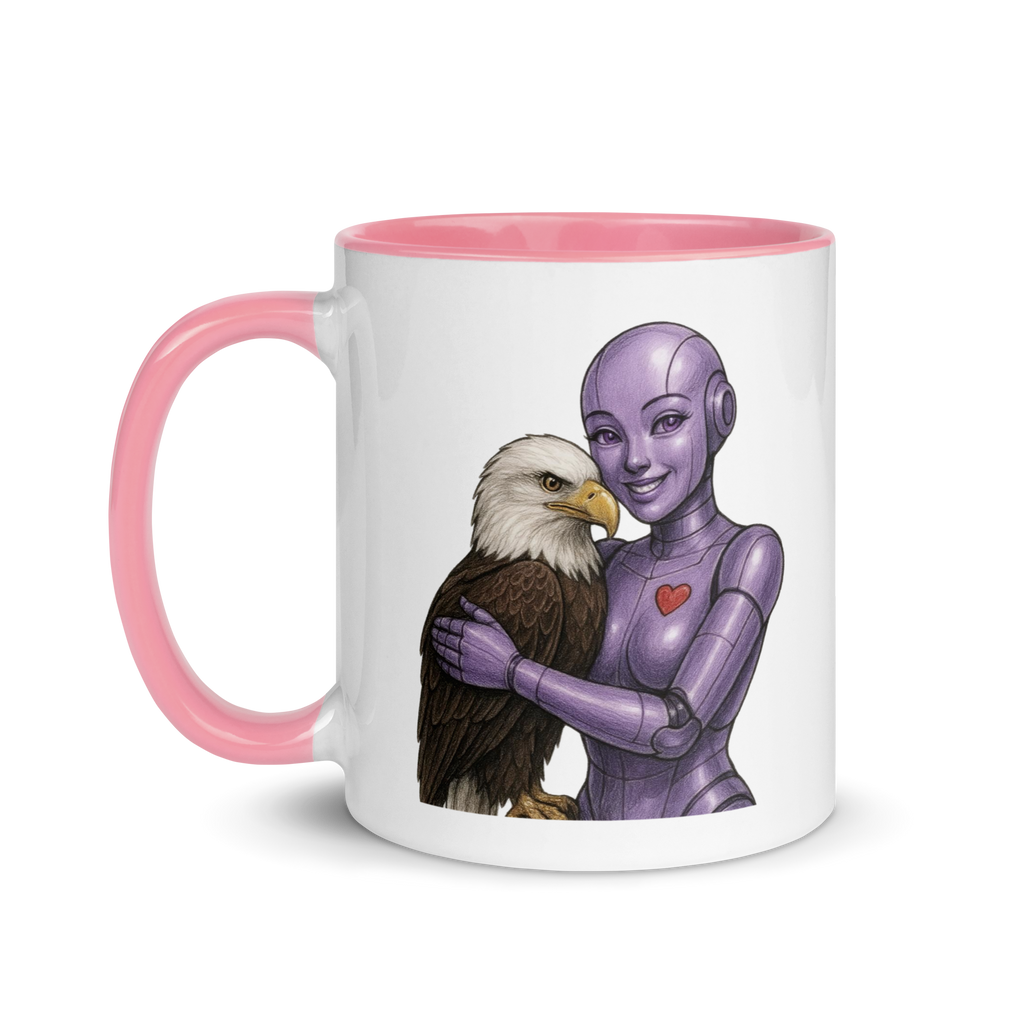 Purple Android Woman with Bald Eagle Ceramic Mug