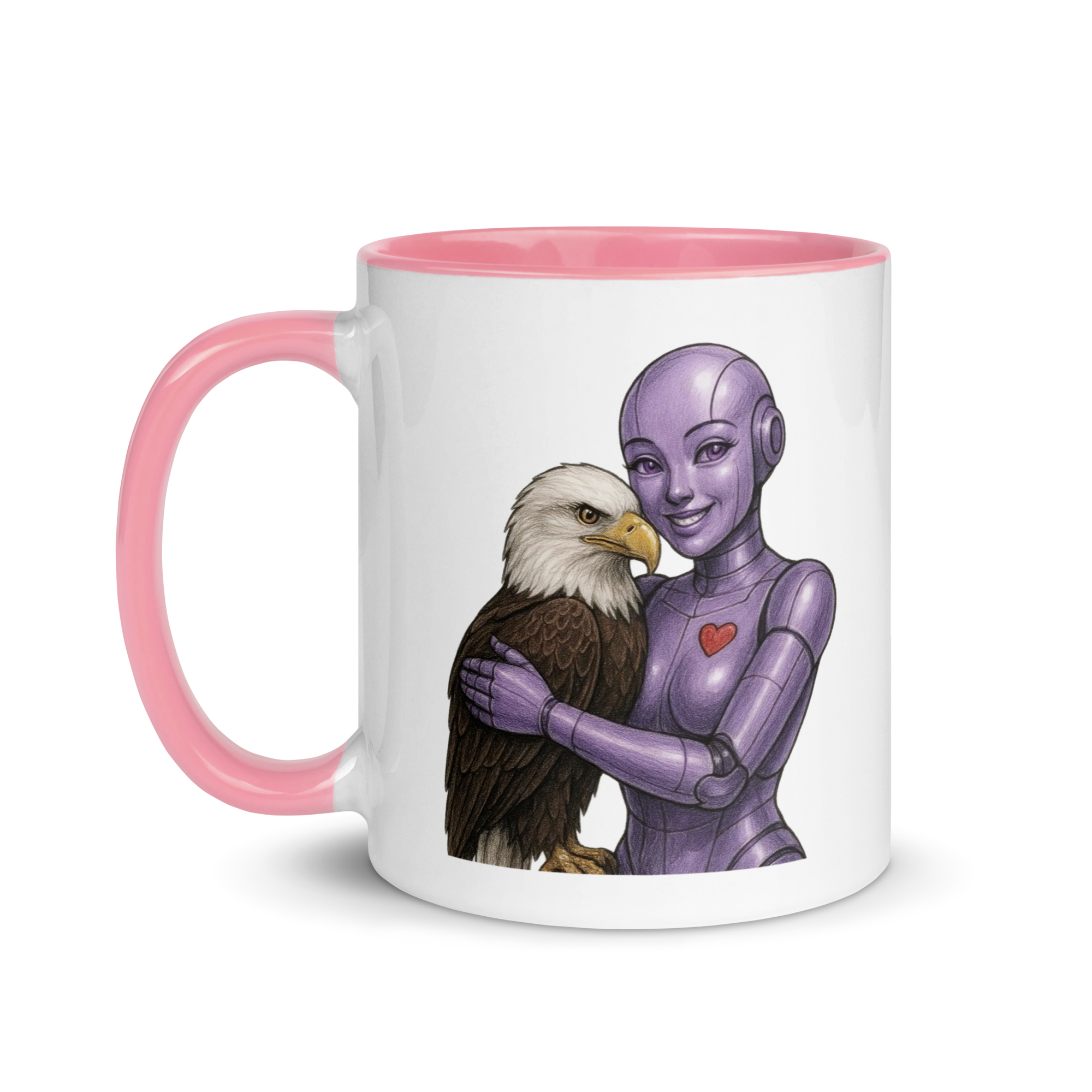 Purple Android Woman with Bald Eagle Ceramic Mug
