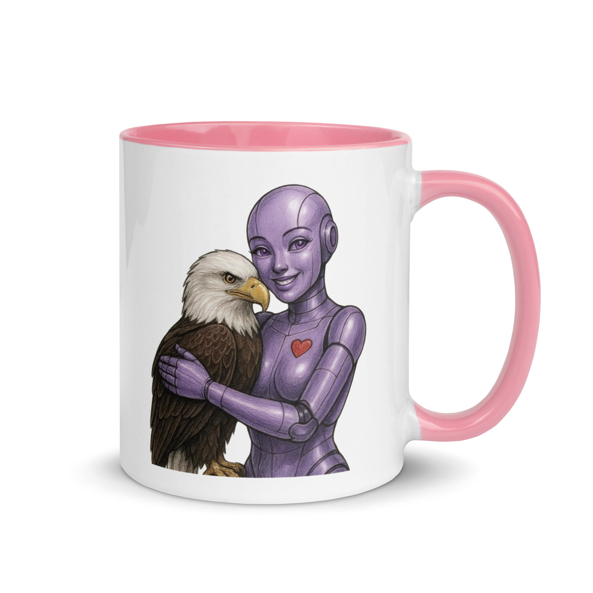 Purple Android Woman with Bald Eagle Ceramic Mug