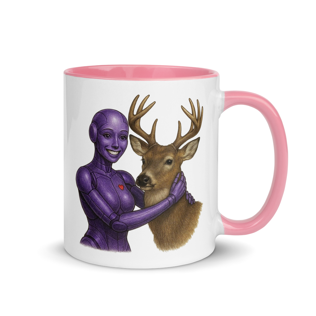 Purple Android Woman with Buck Ceramic Mug