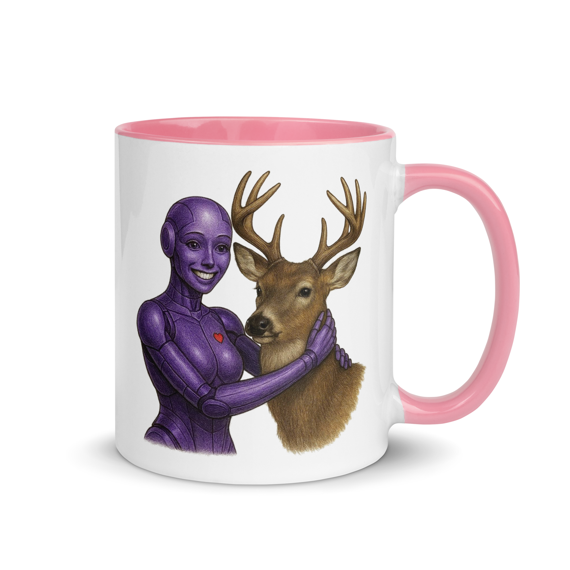 Purple Android Woman with Buck Ceramic Mug