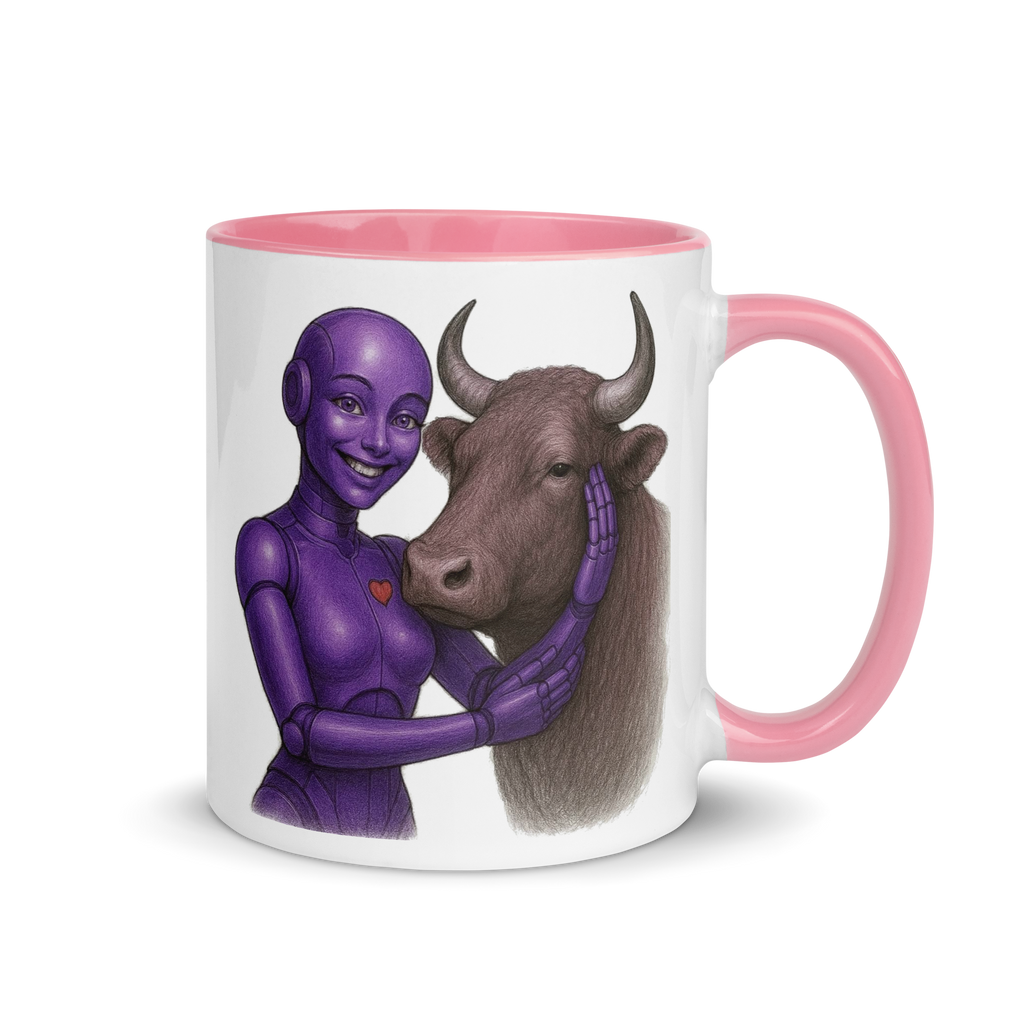Purple Android Woman with Bull Ceramic Mug