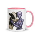Purple Android Woman with Dairy Cow Ceramic Mug