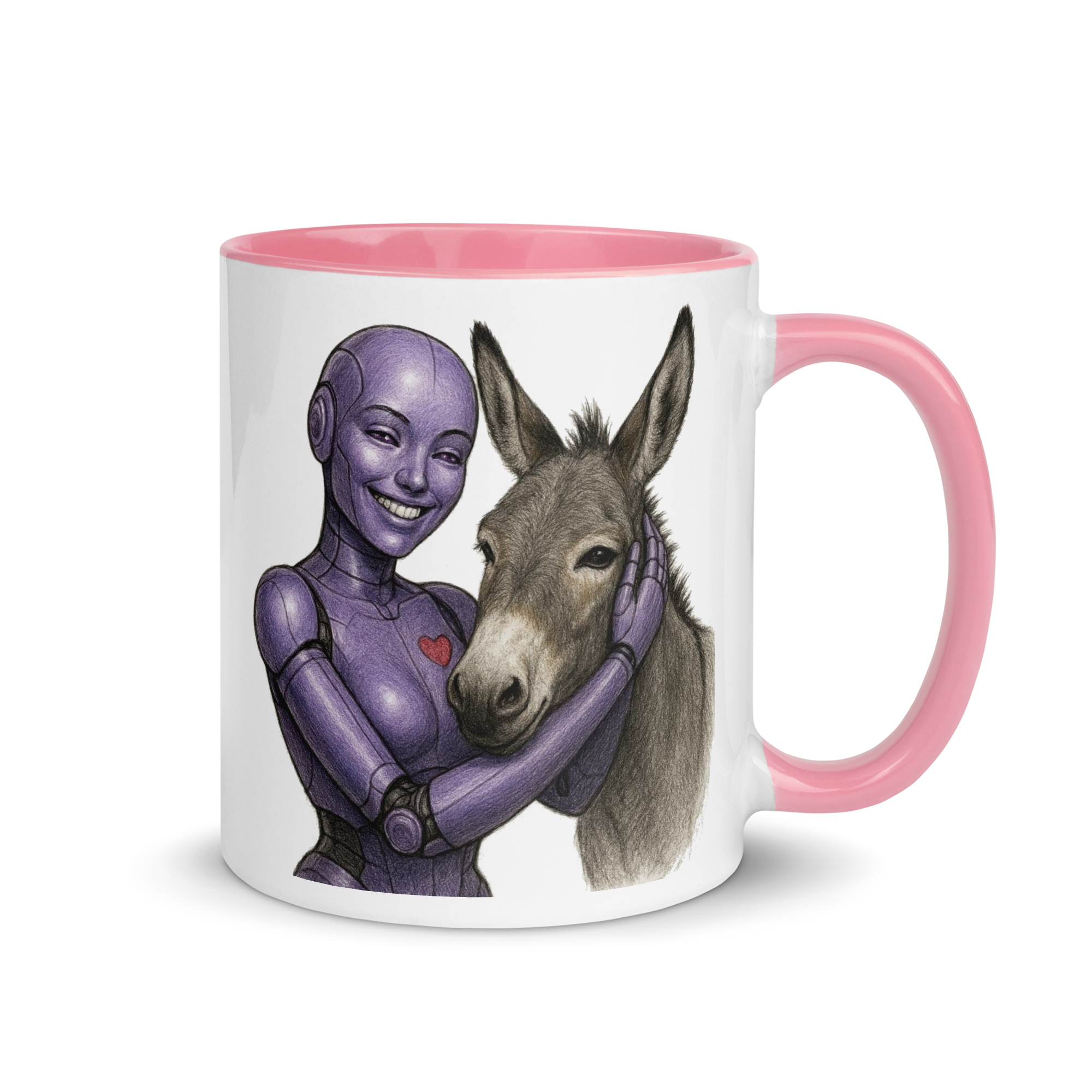 Purple Android Woman with Donkey Ceramic Mug