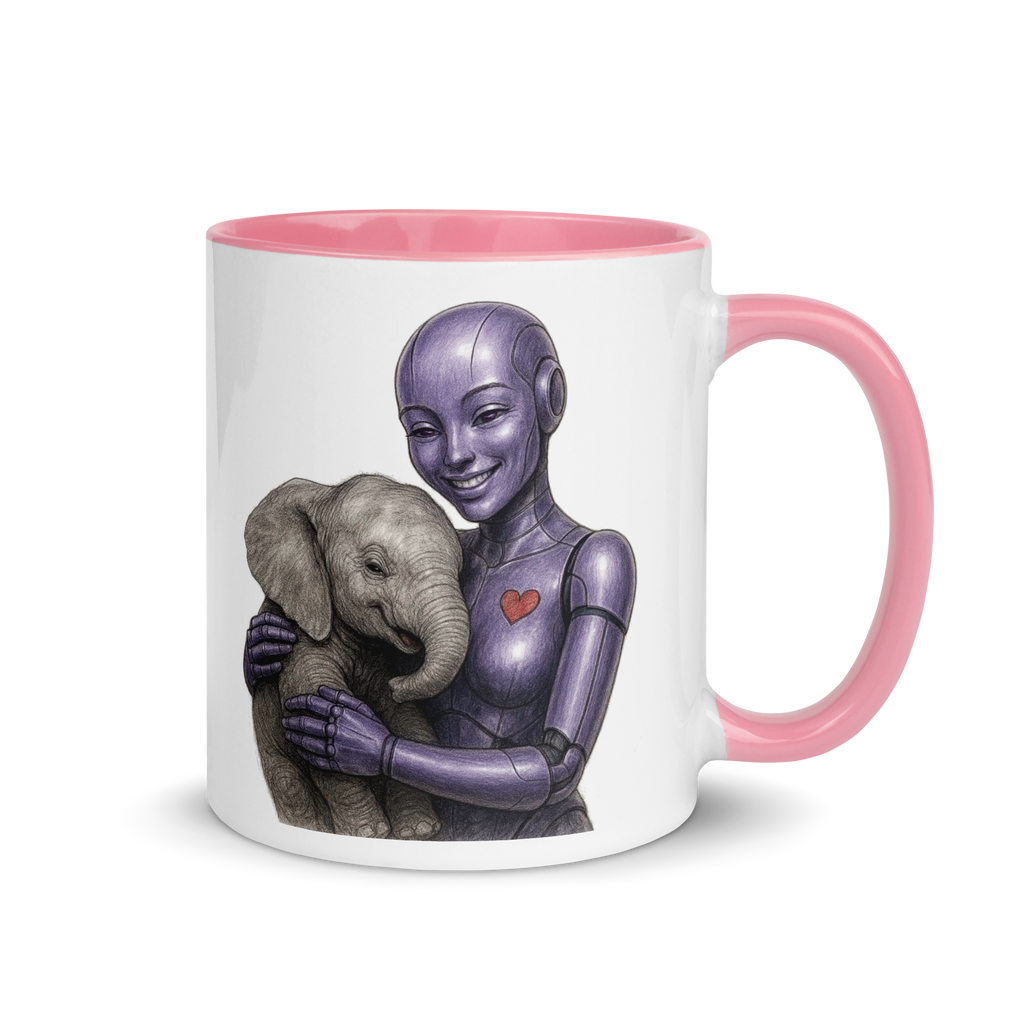 Purple Android Woman with Elephant Ceramic Mug
