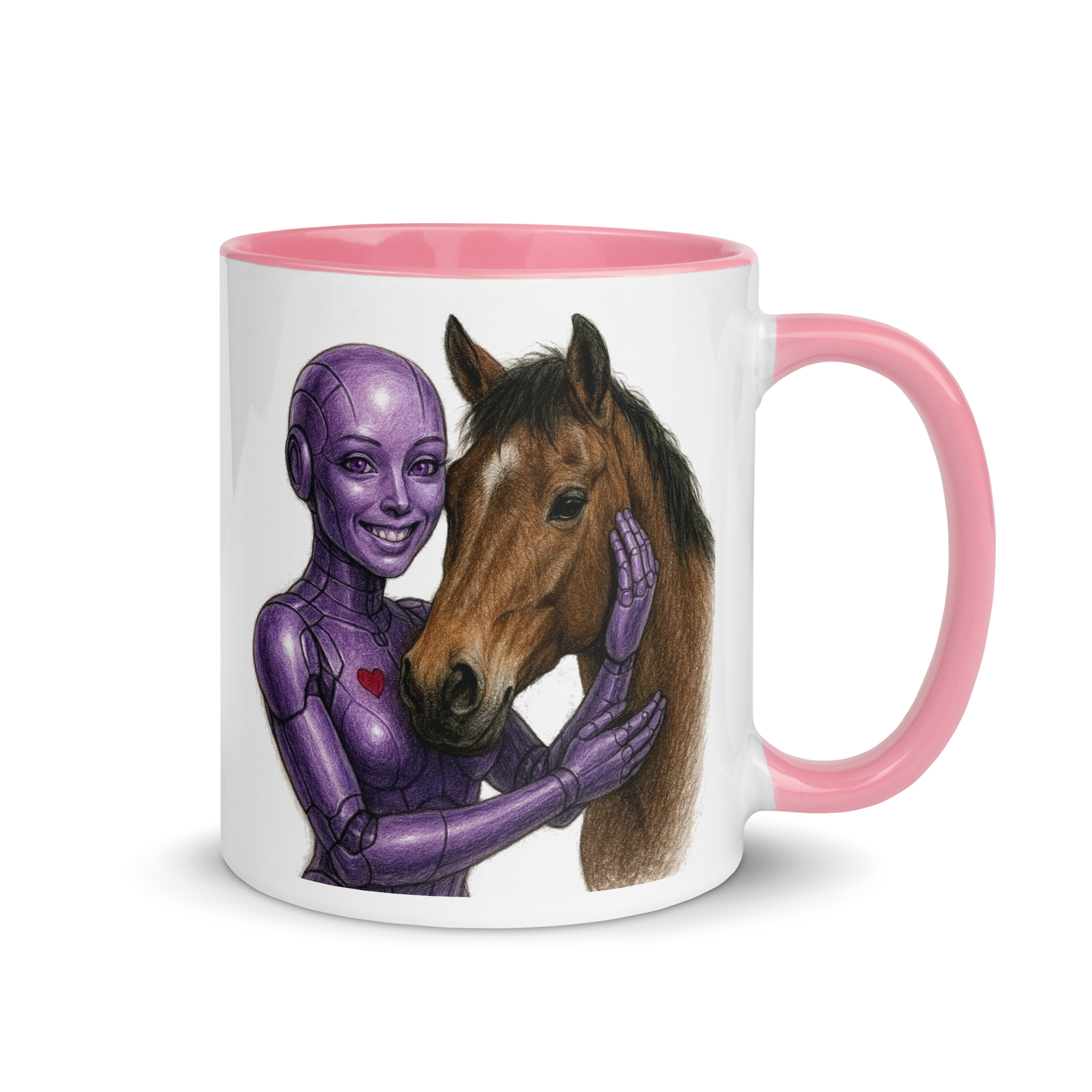 Purple Android Woman with Horse Ceramic Mug