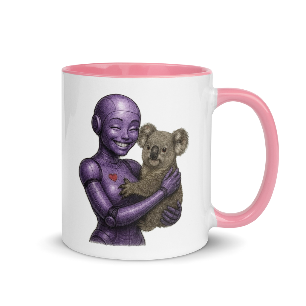 Purple Android Woman with Koala Bear Ceramic Mug