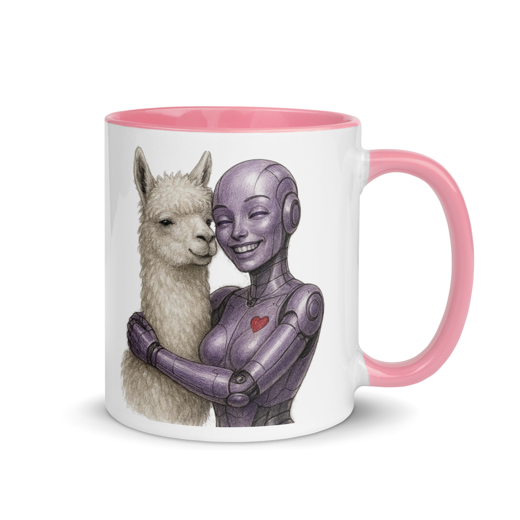 Purple Android Woman with Llama Ceramic Mug
