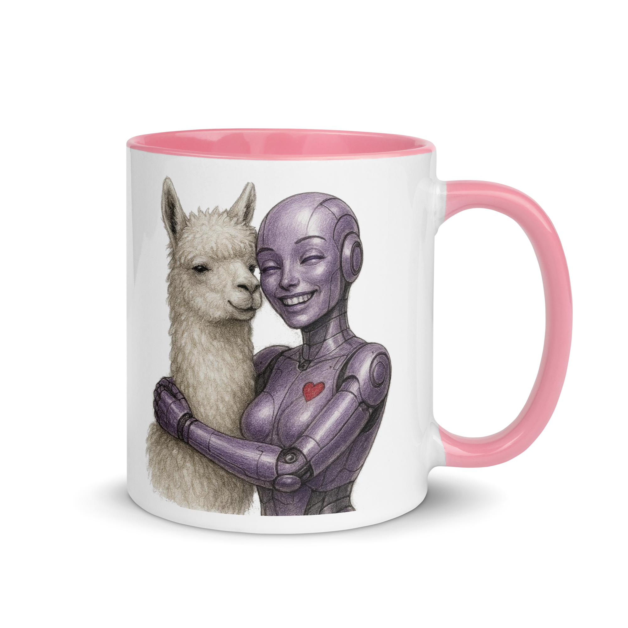 Purple Android Woman with Llama Ceramic Mug