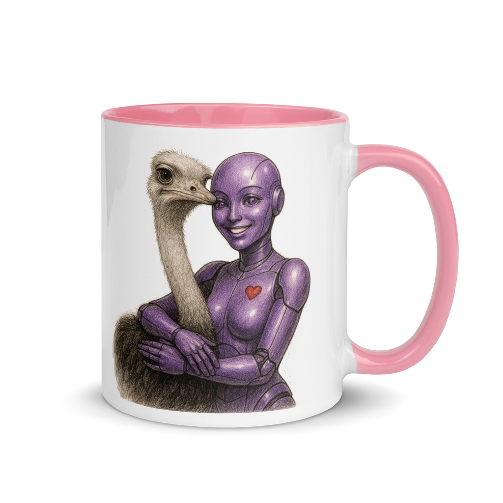 Purple Android Woman with Ostrich Ceramic Mug