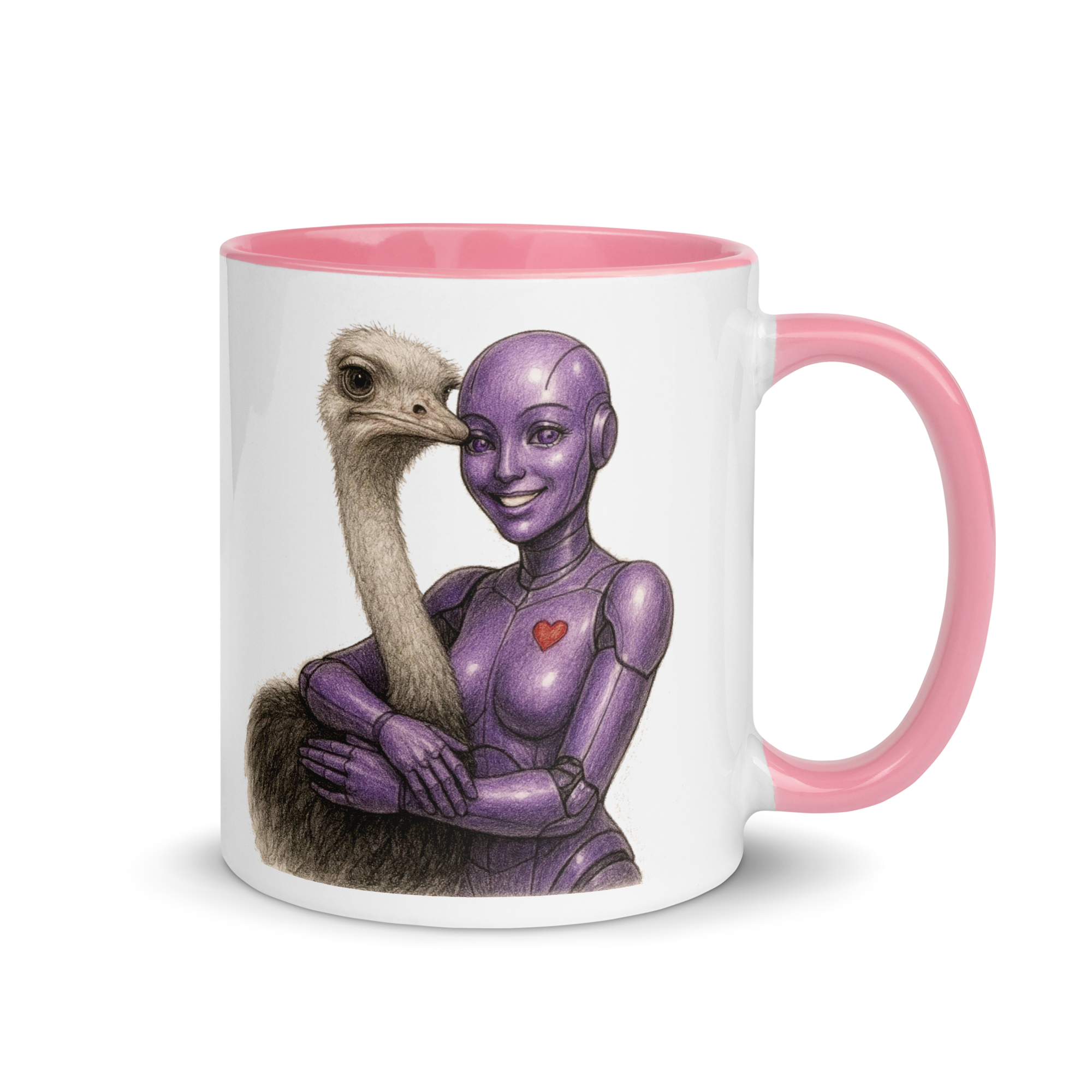 Purple Android Woman with Ostrich Ceramic Mug