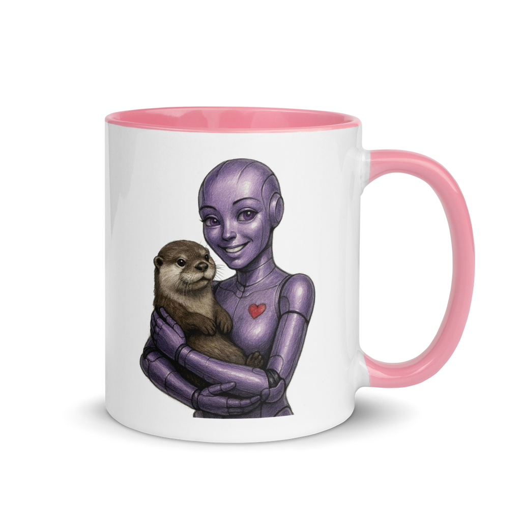 Purple Android Woman with Otter Ceramic Mug