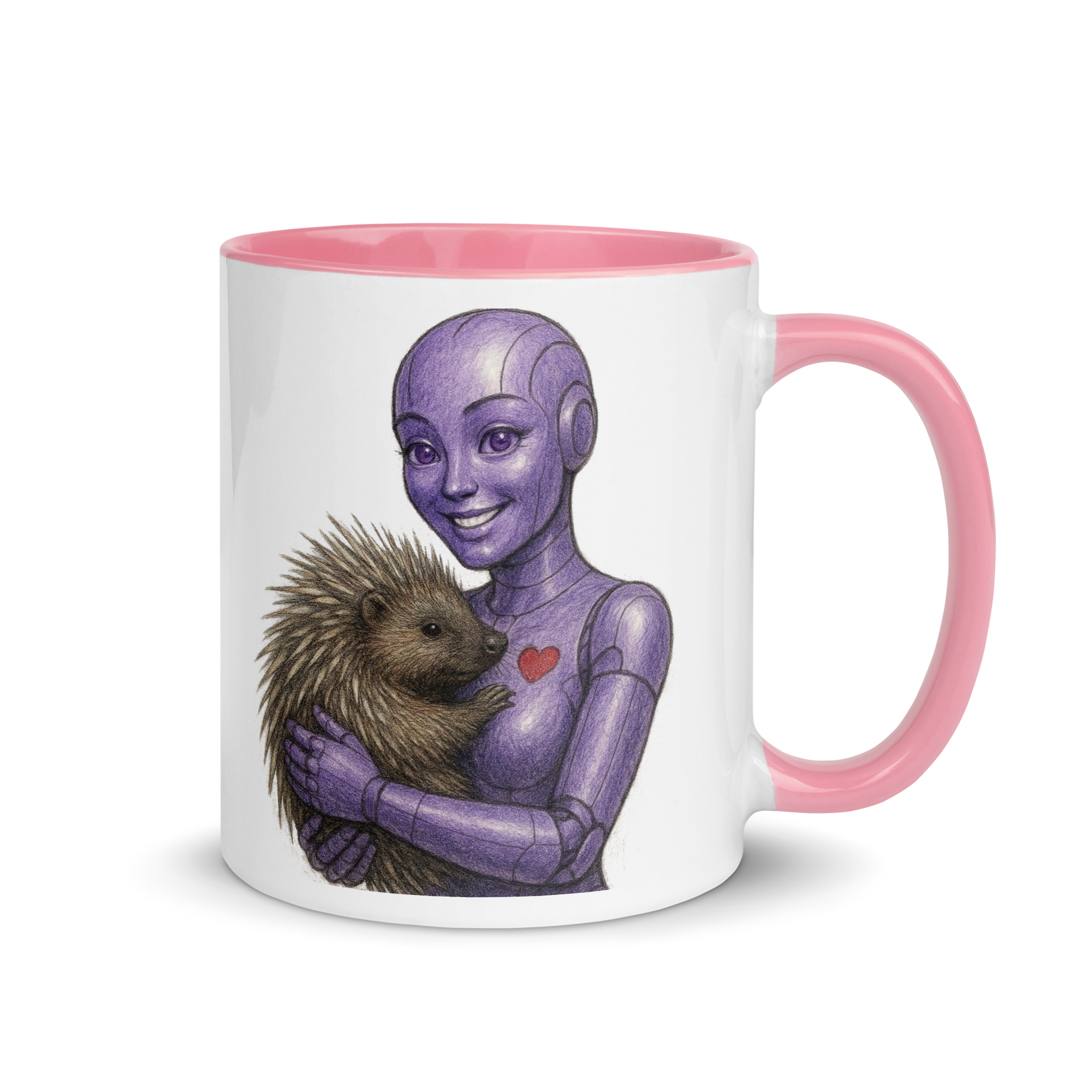 Purple Android Woman with Porcupine Ceramic Mug