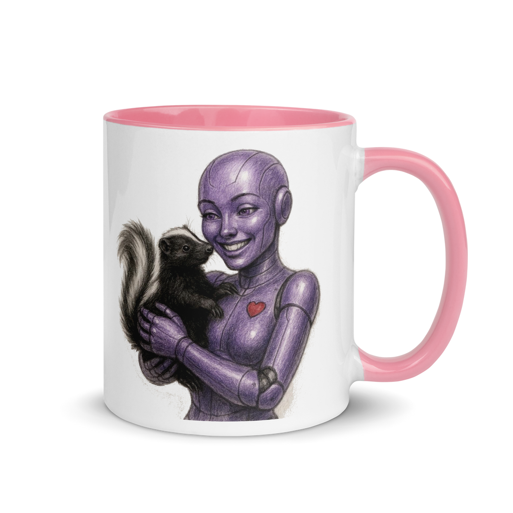 Purple Android Woman with Skunk Ceramic Mug