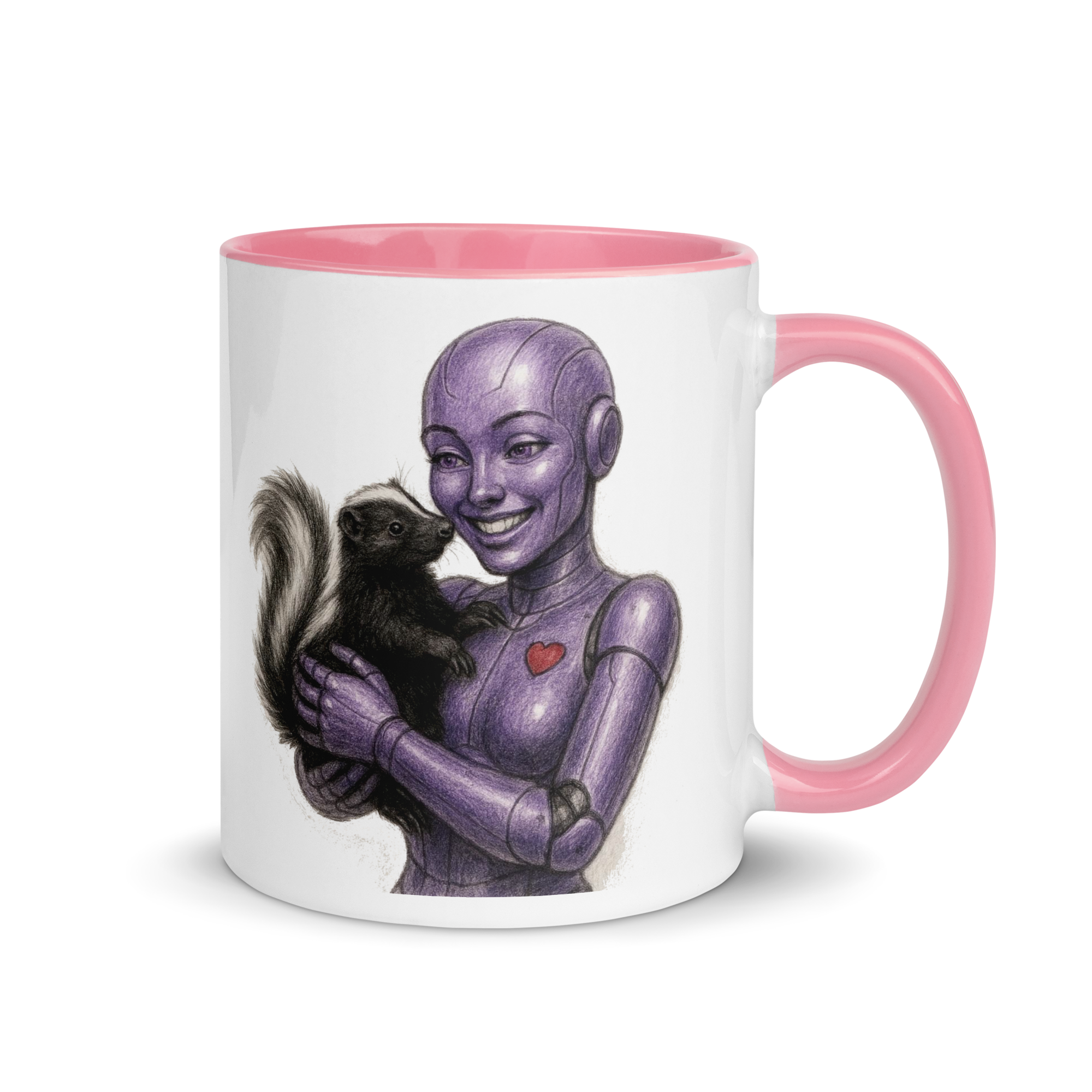 Purple Android Woman with Skunk Ceramic Mug