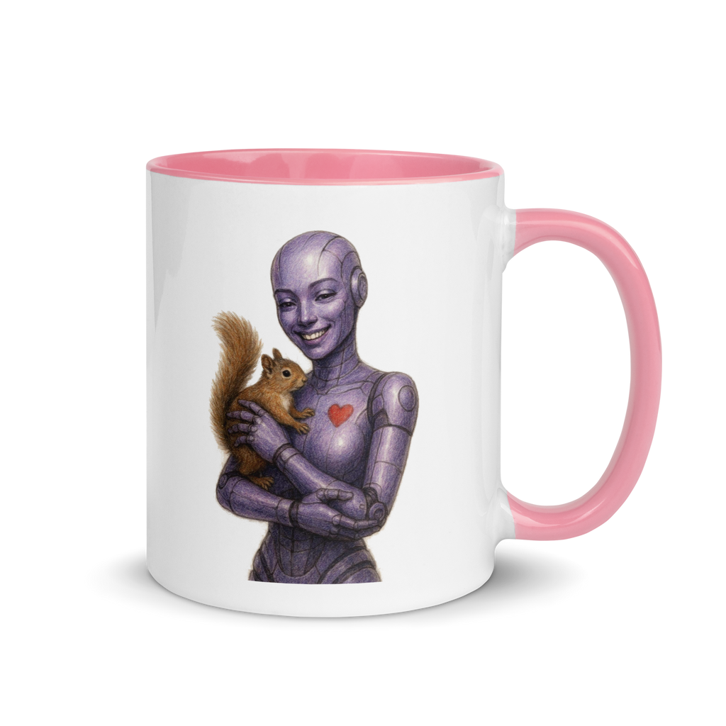 Purple Android Woman with Squirrel Ceramic Mug
