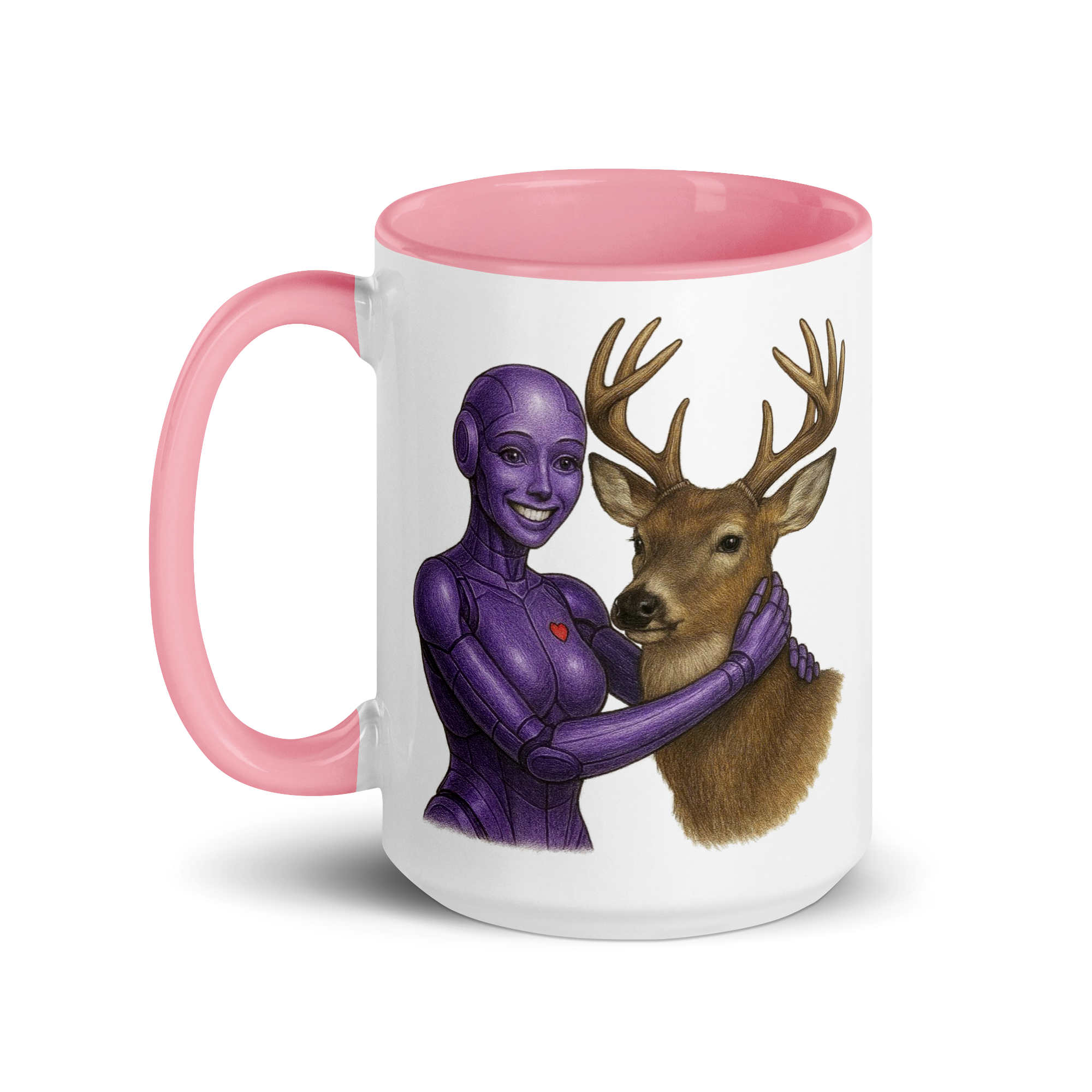 Purple Android Woman with Buck Ceramic Mug