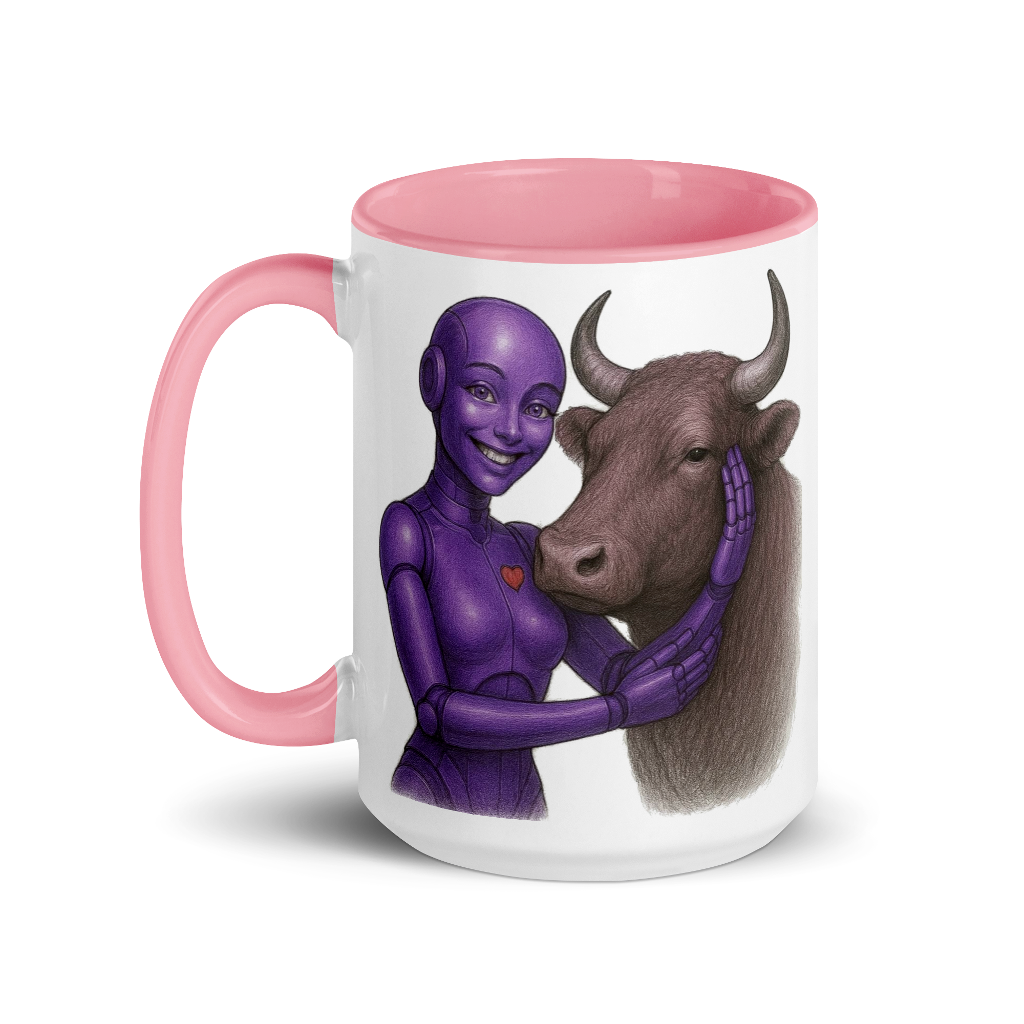 Purple Android Woman with Bull Ceramic Mug