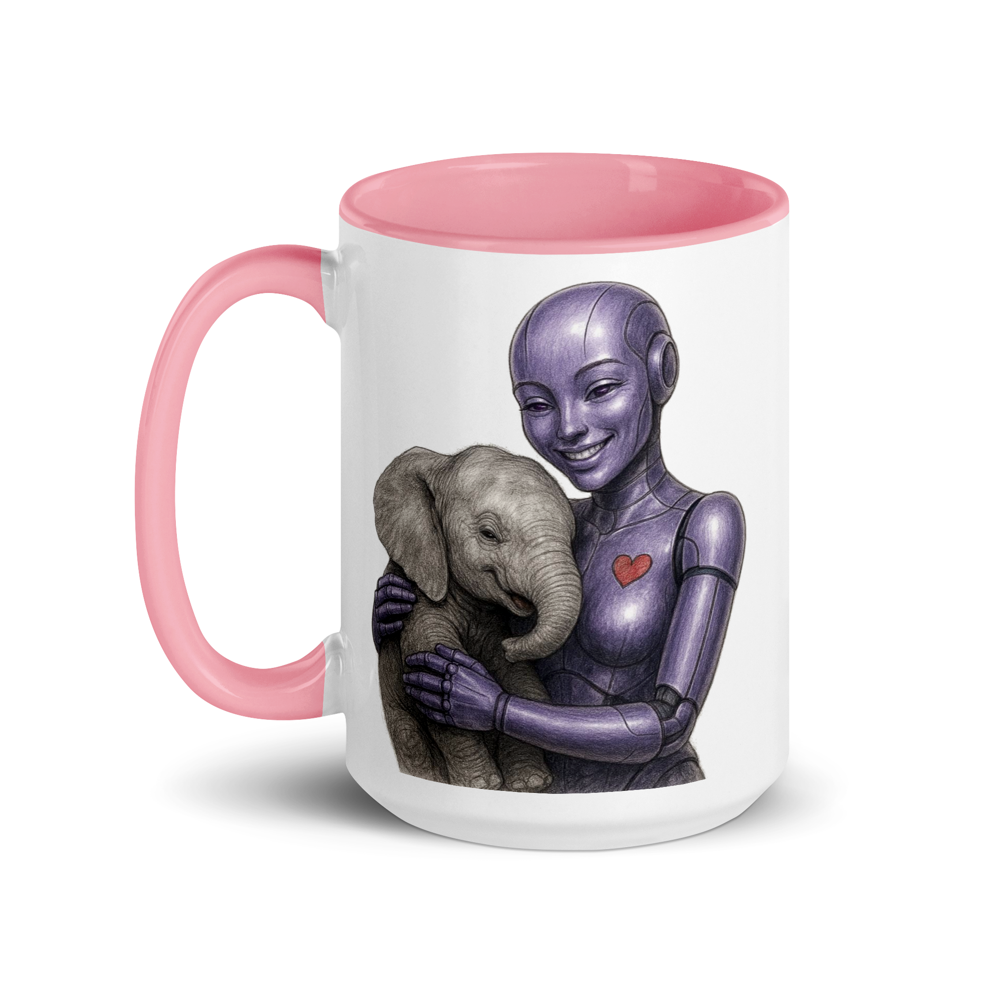 Purple Android Woman with Elephant Ceramic Mug