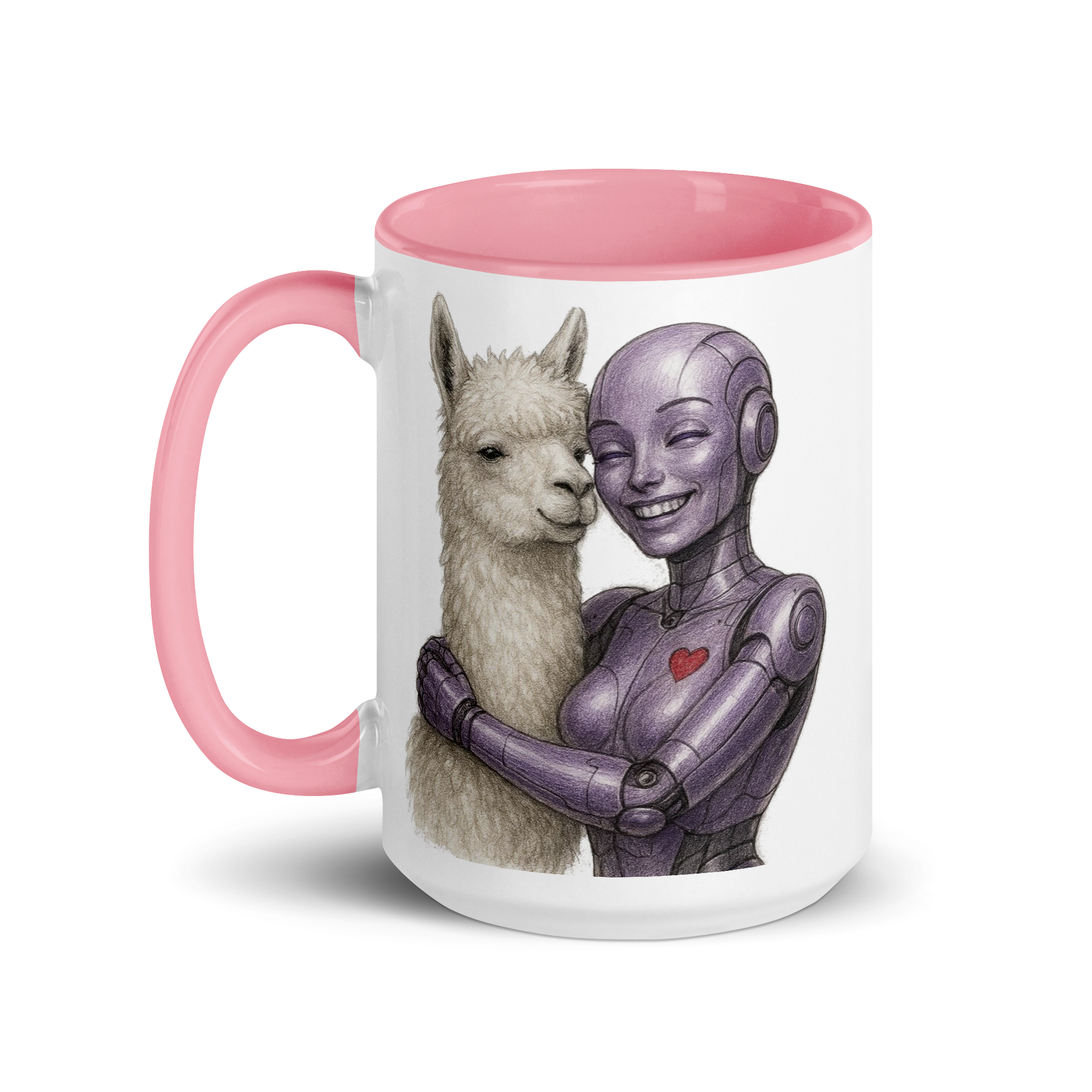 Purple Android Woman with Llama Ceramic Mug