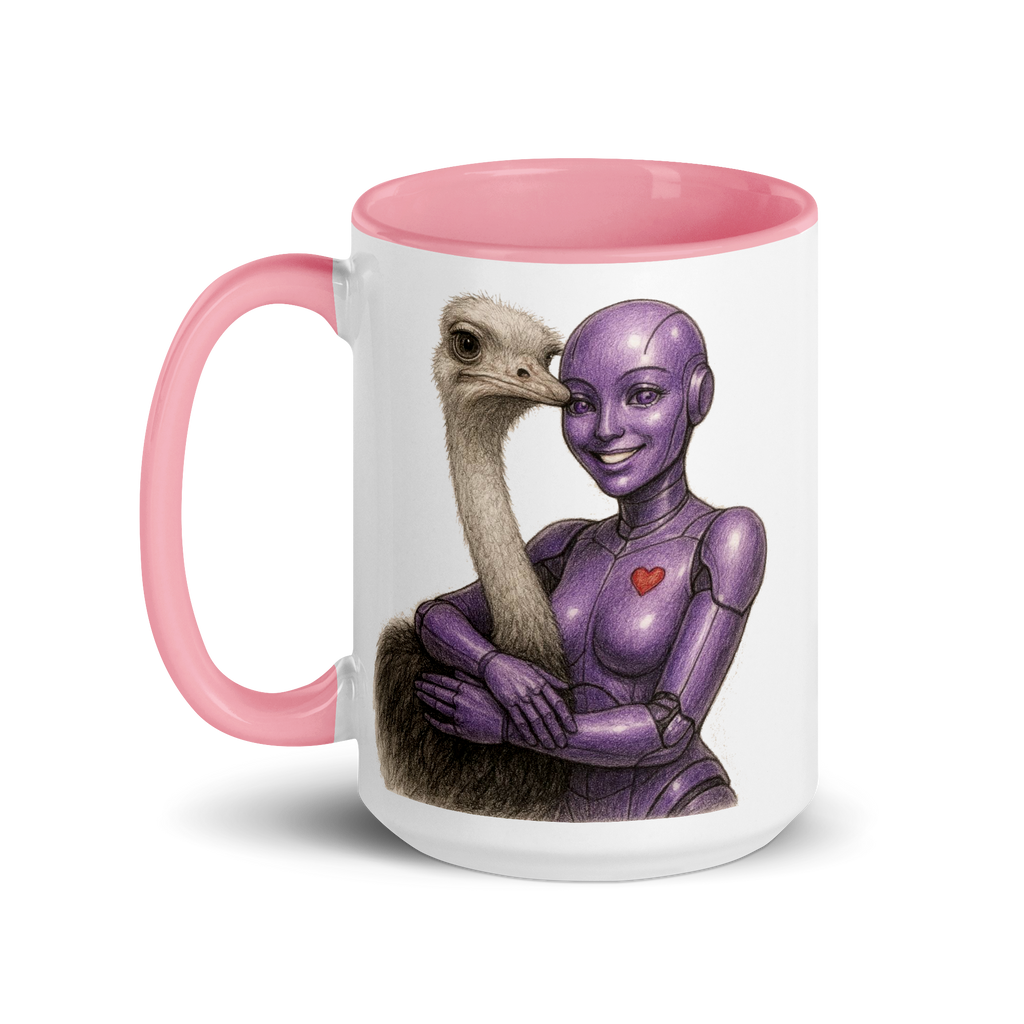 Purple Android Woman with Ostrich Ceramic Mug