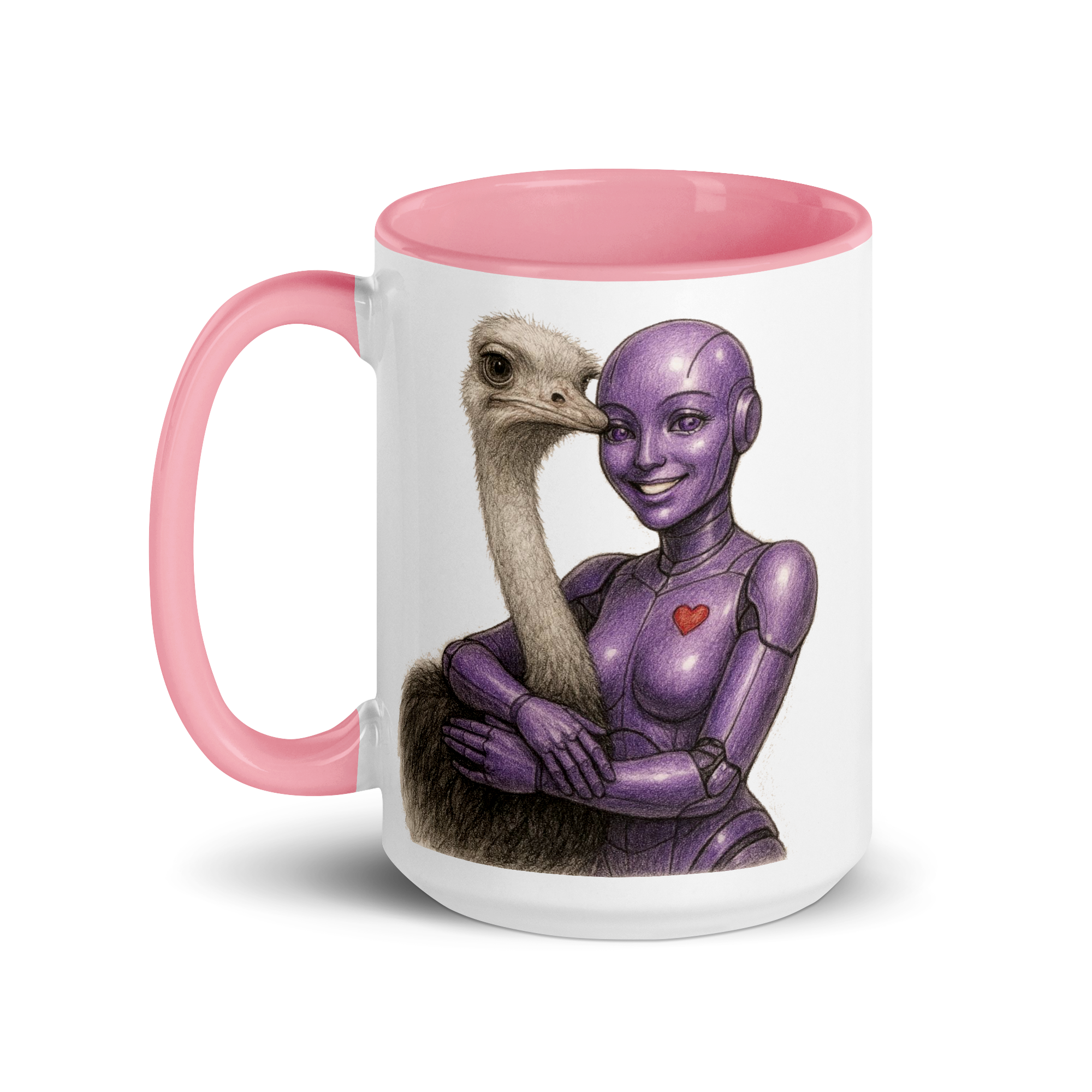 Purple Android Woman with Ostrich Ceramic Mug