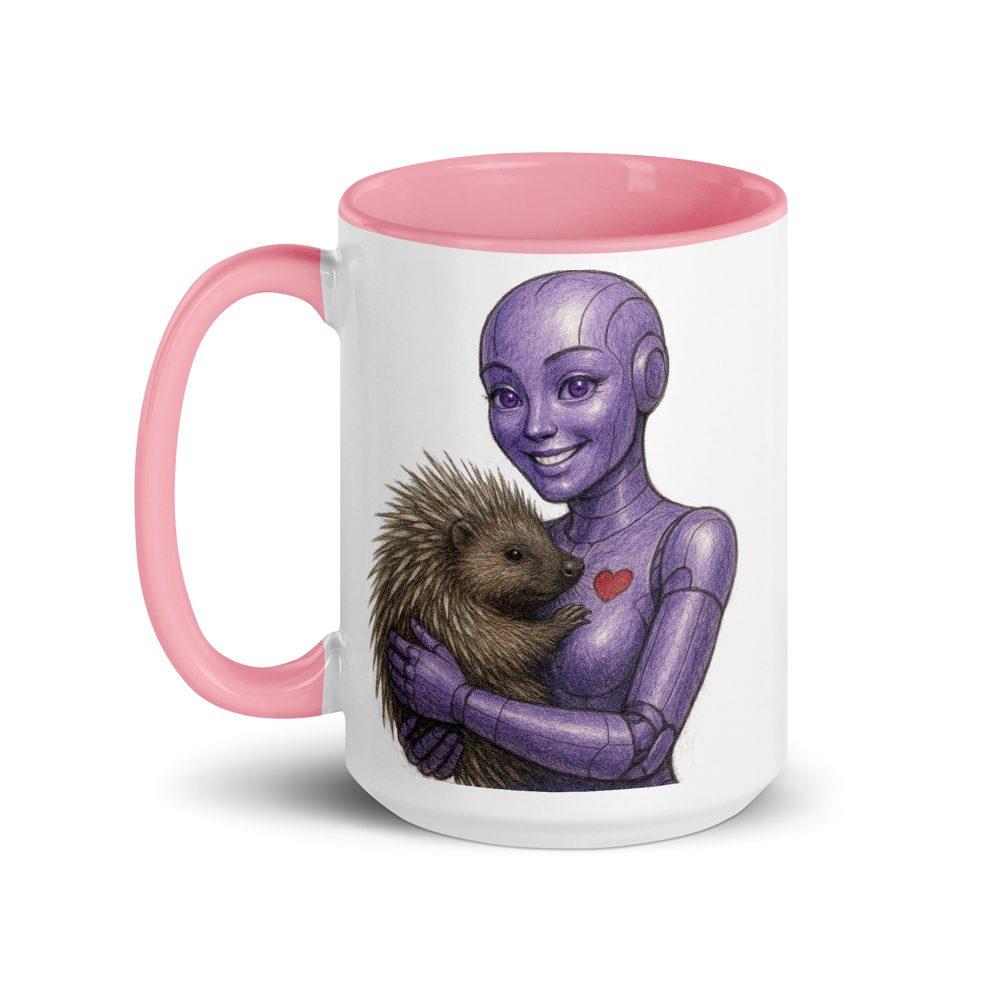 Purple Android Woman with Porcupine Ceramic Mug