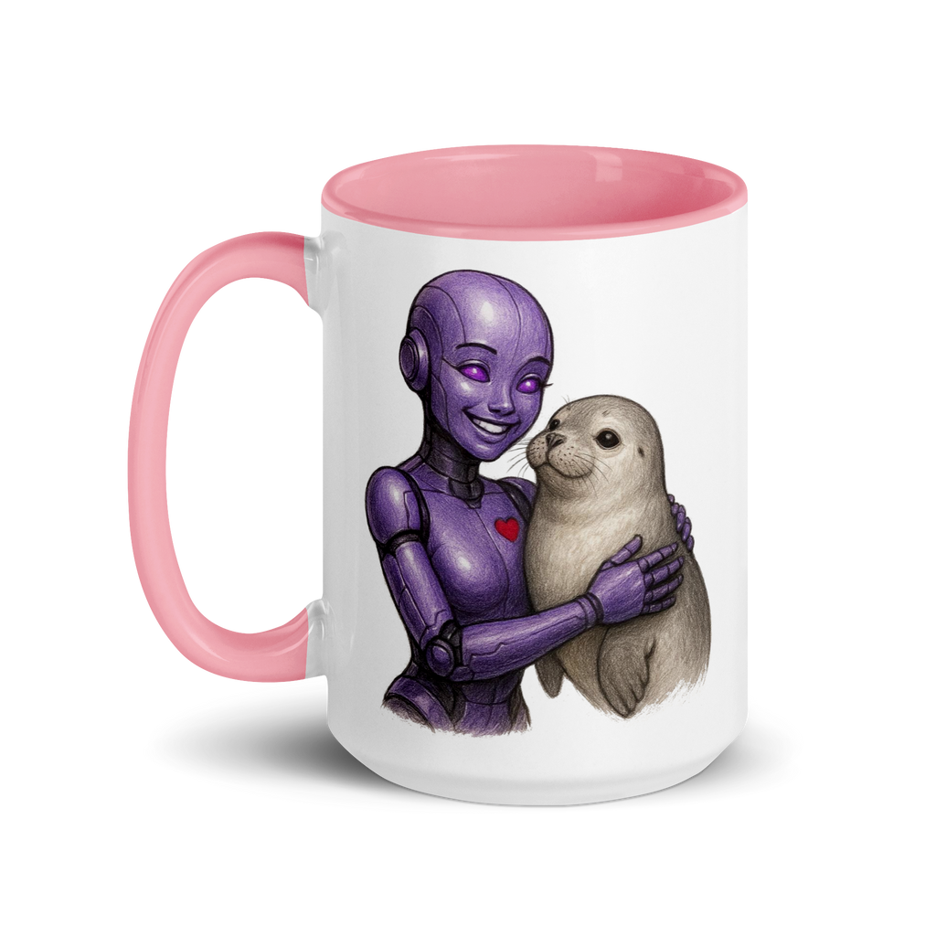 Purple Android Woman with Seal Ceramic Mug
