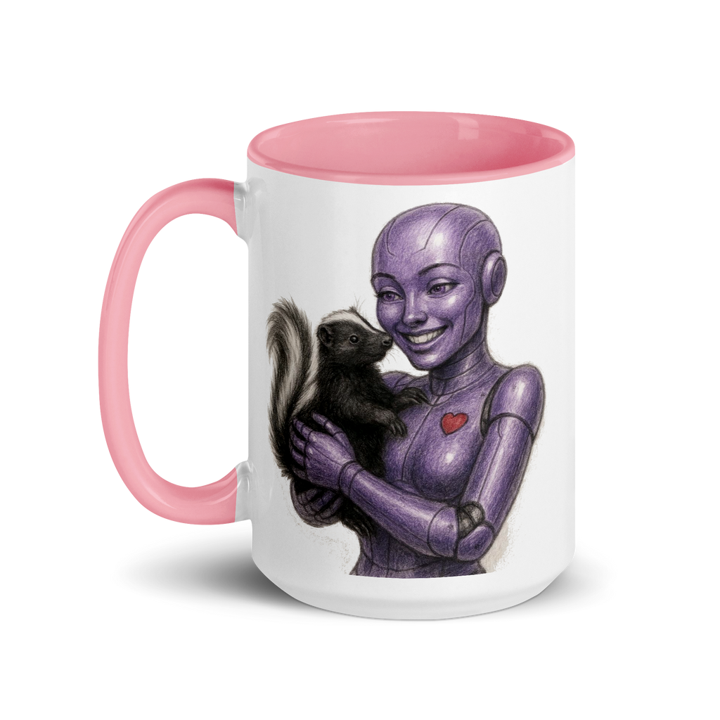 Purple Android Woman with Skunk Ceramic Mug