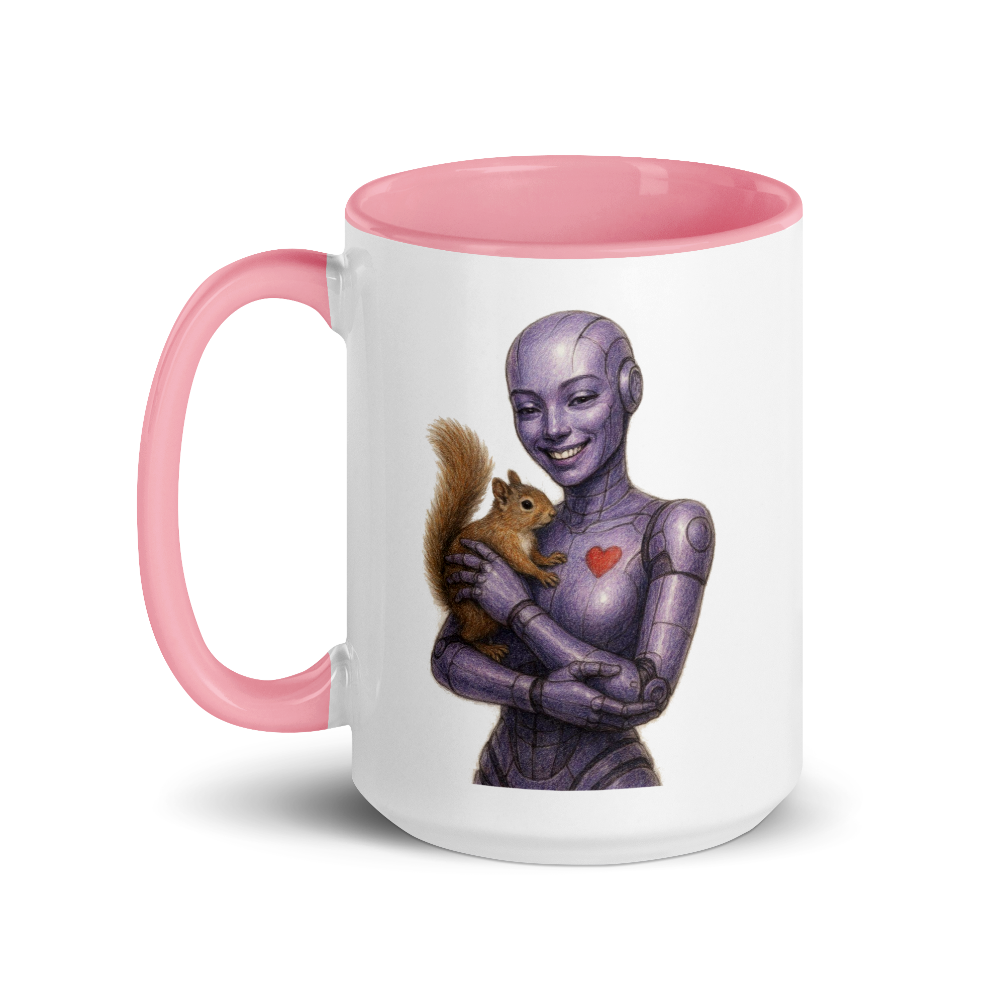 Purple Android Woman with Squirrel Ceramic Mug