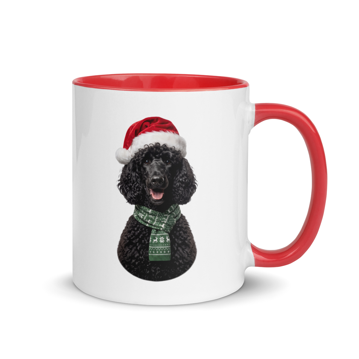 Black Poodle Ceramic Mug with Color Inside