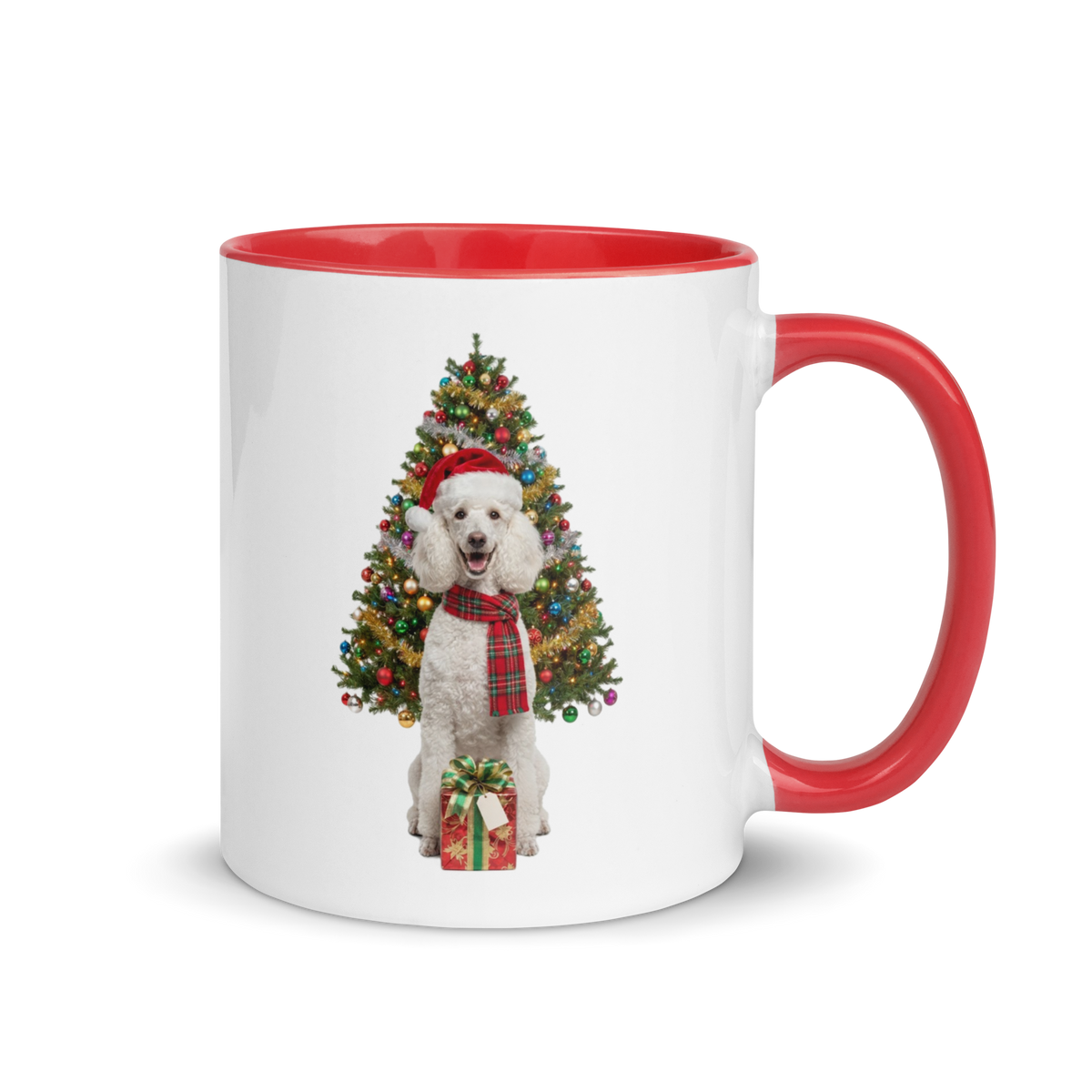 White Poodle Ceramic Christmas Mug